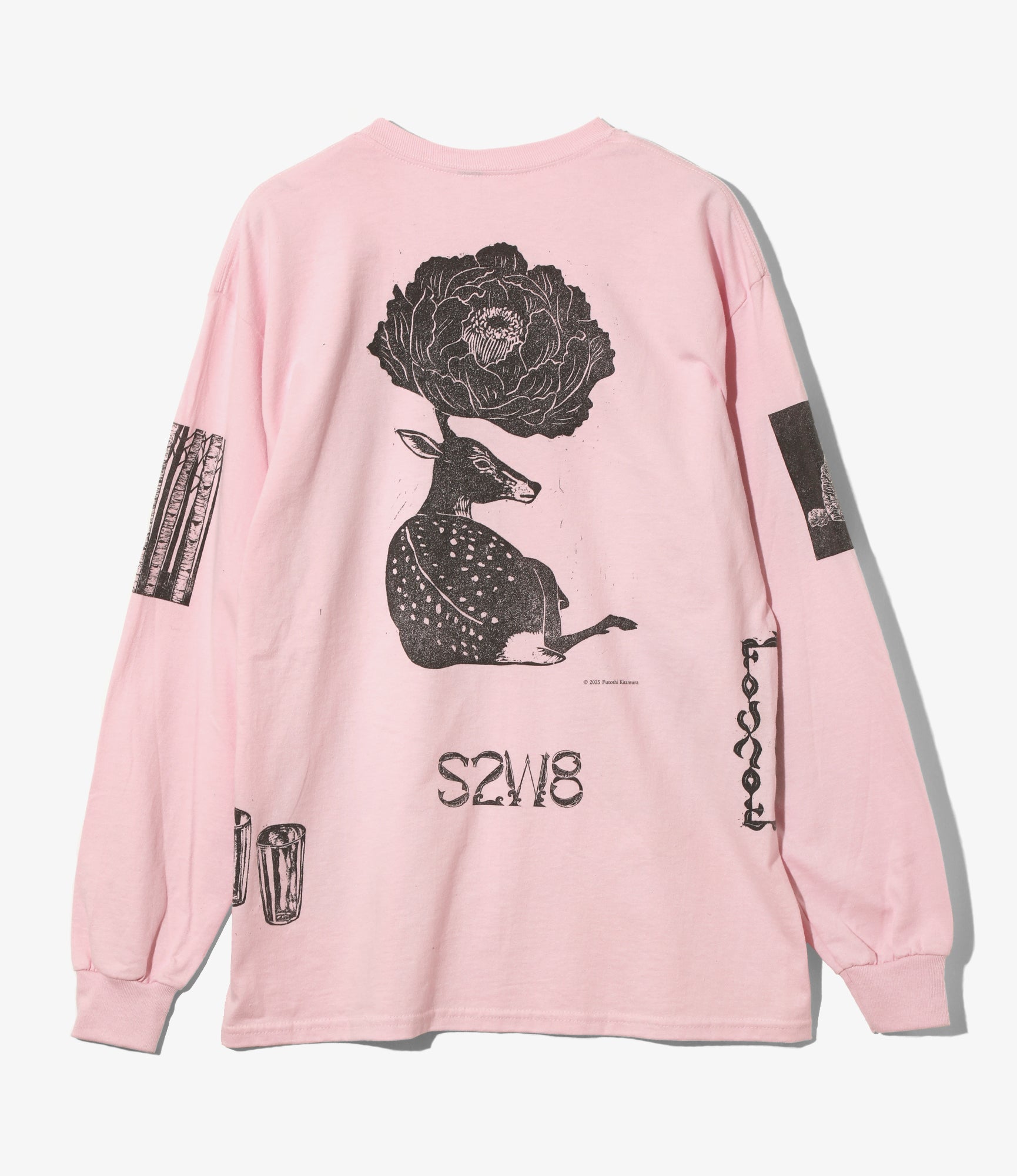 Long Sleeve T-Shirt – Pink Woodblock Print