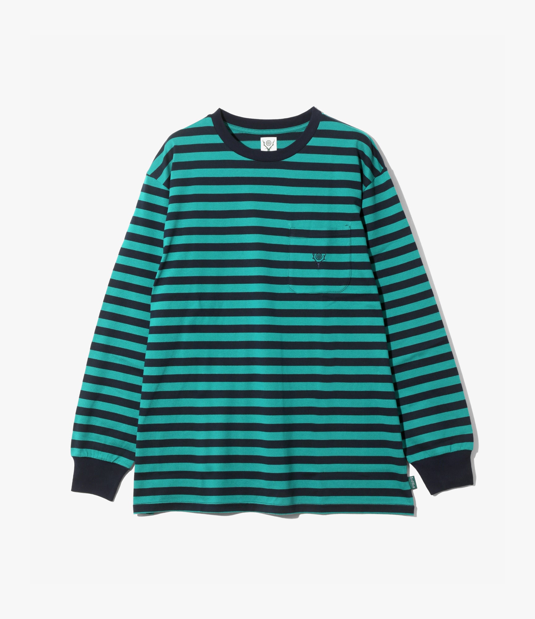 Long Sleeve Round Pocket T-Shirt – Navy/Teal