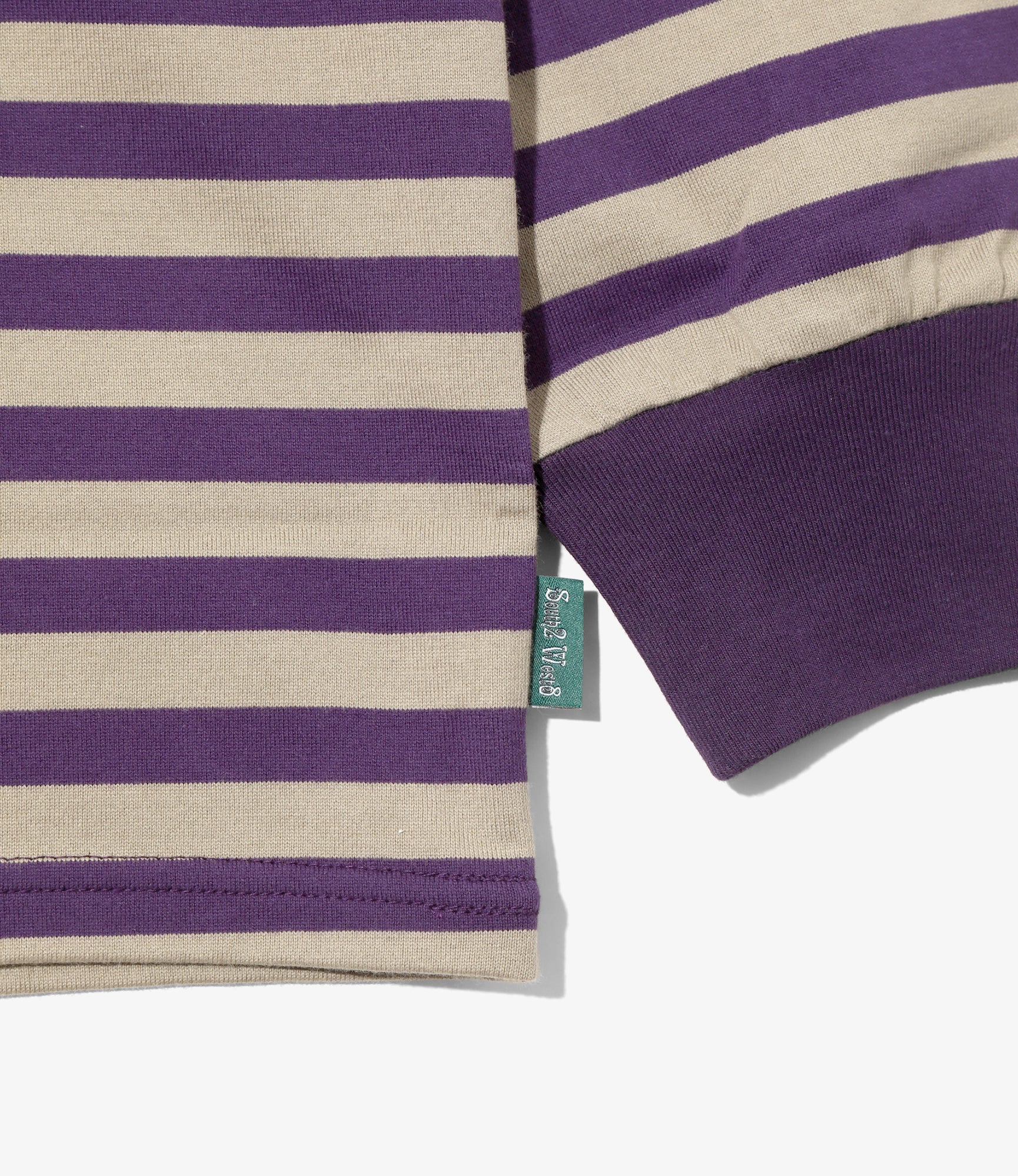 Long Sleeve Round Pocket T-Shirt – Purple/Natural