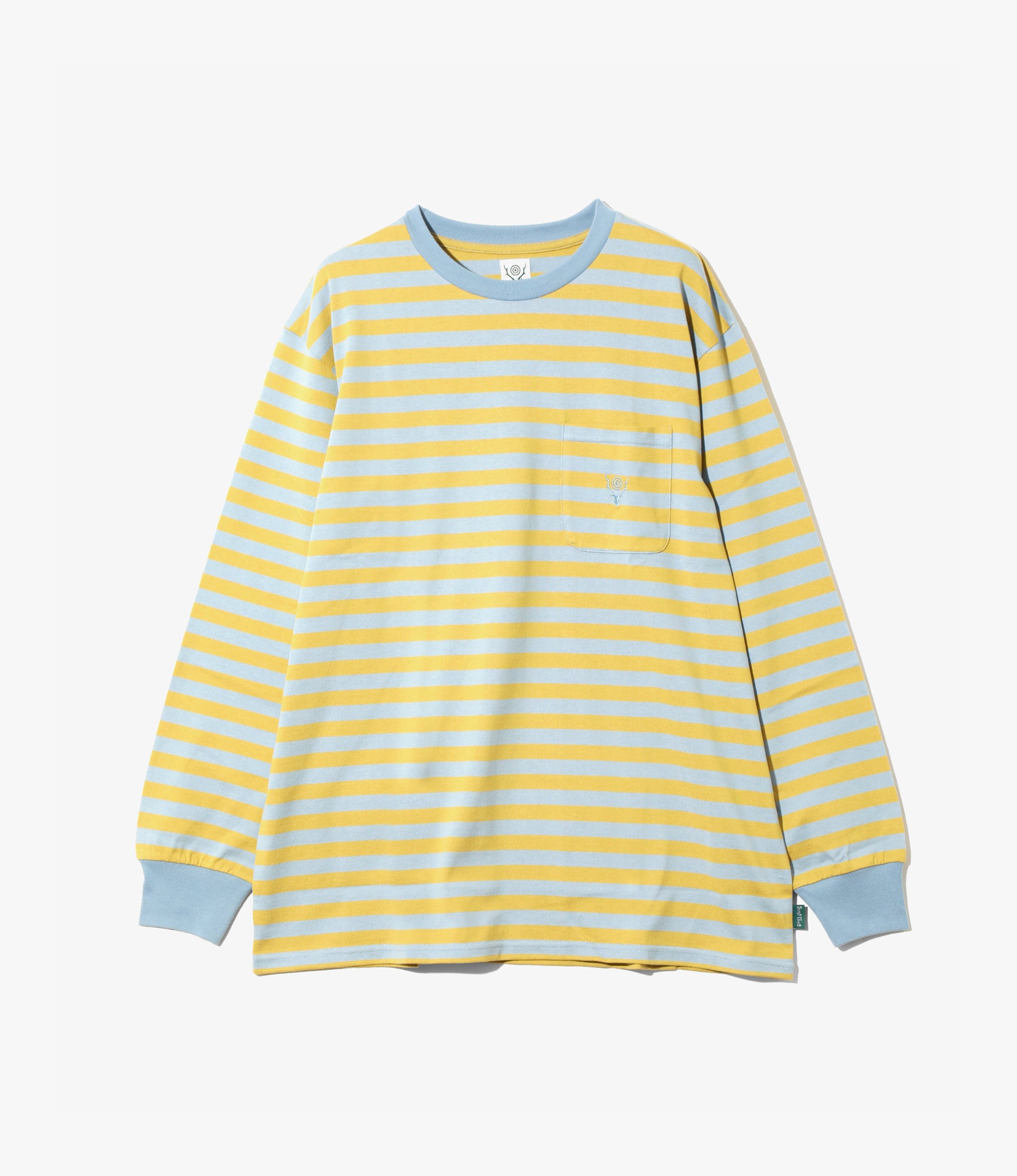 Long Sleeve Round Pocket T-Shirt – Sax Blue/Yellow