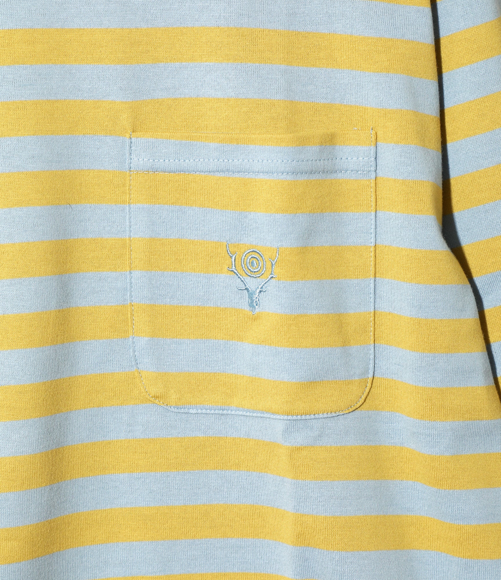 Long Sleeve Round Pocket T-Shirt – Sax Blue/Yellow