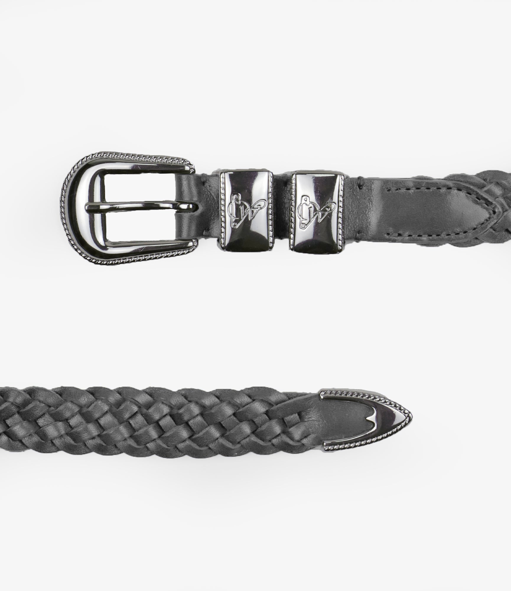 Wing Tip 5-Ply Braided Belt – Grey Leather