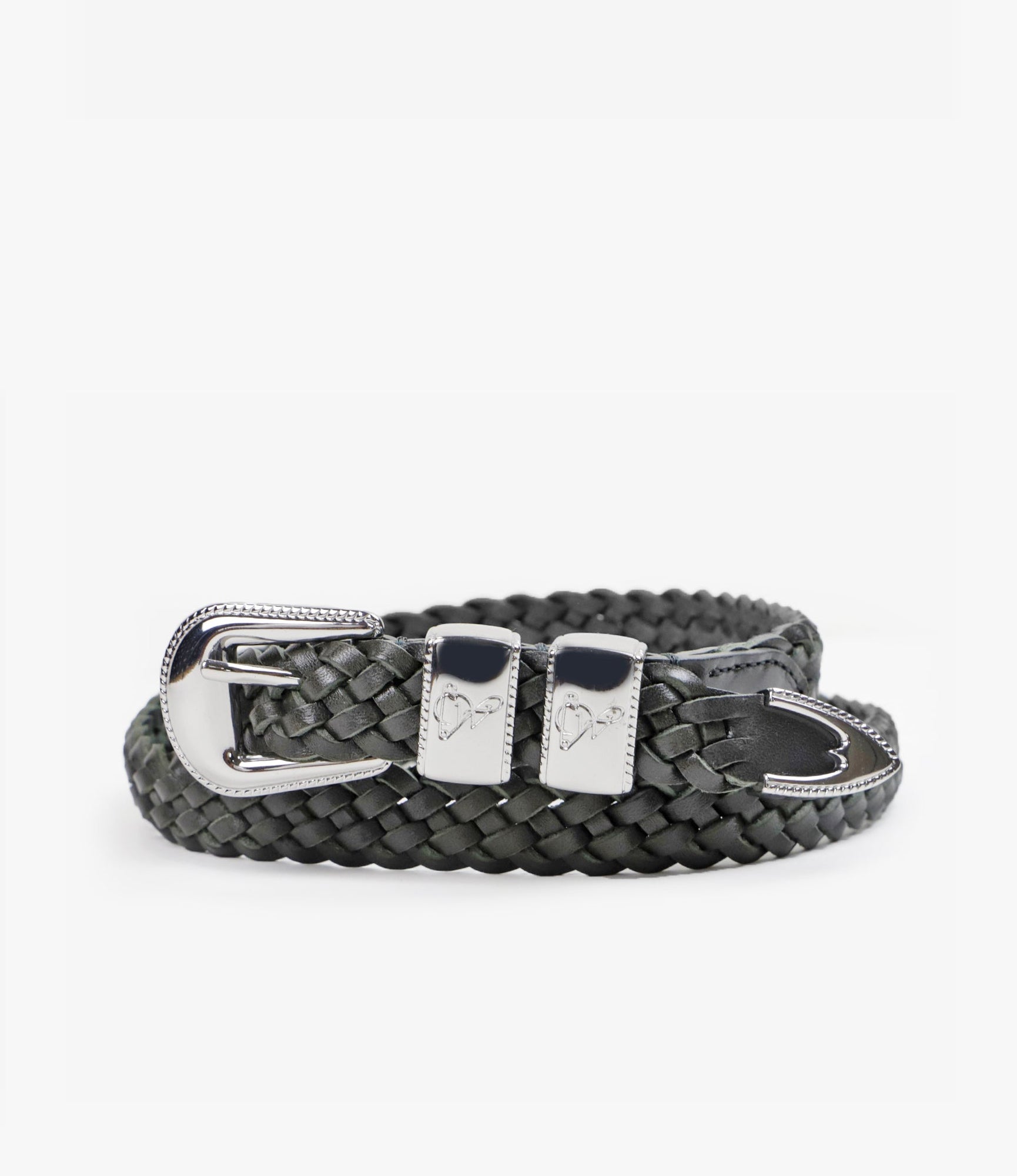 Wing Tip 5-Ply Braided Belt – Black Leather