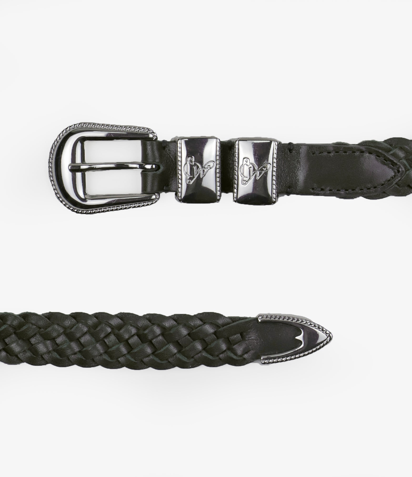 Wing Tip 5-Ply Braided Belt – Black Leather