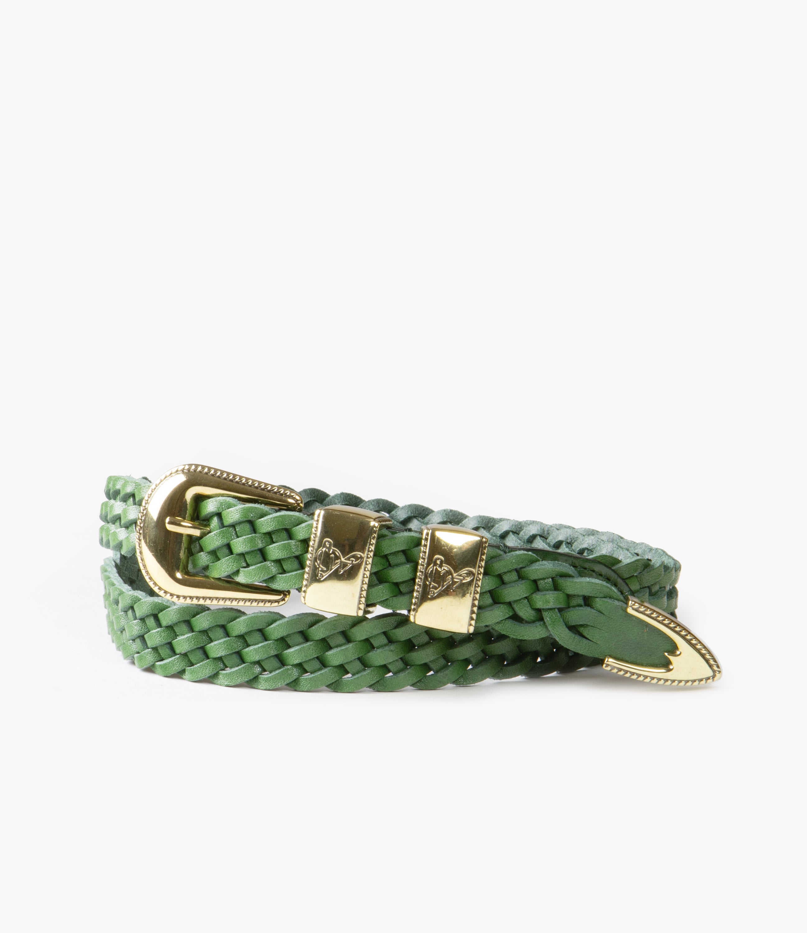 Wing Tip 5-Ply Braided Belt – Green Leather