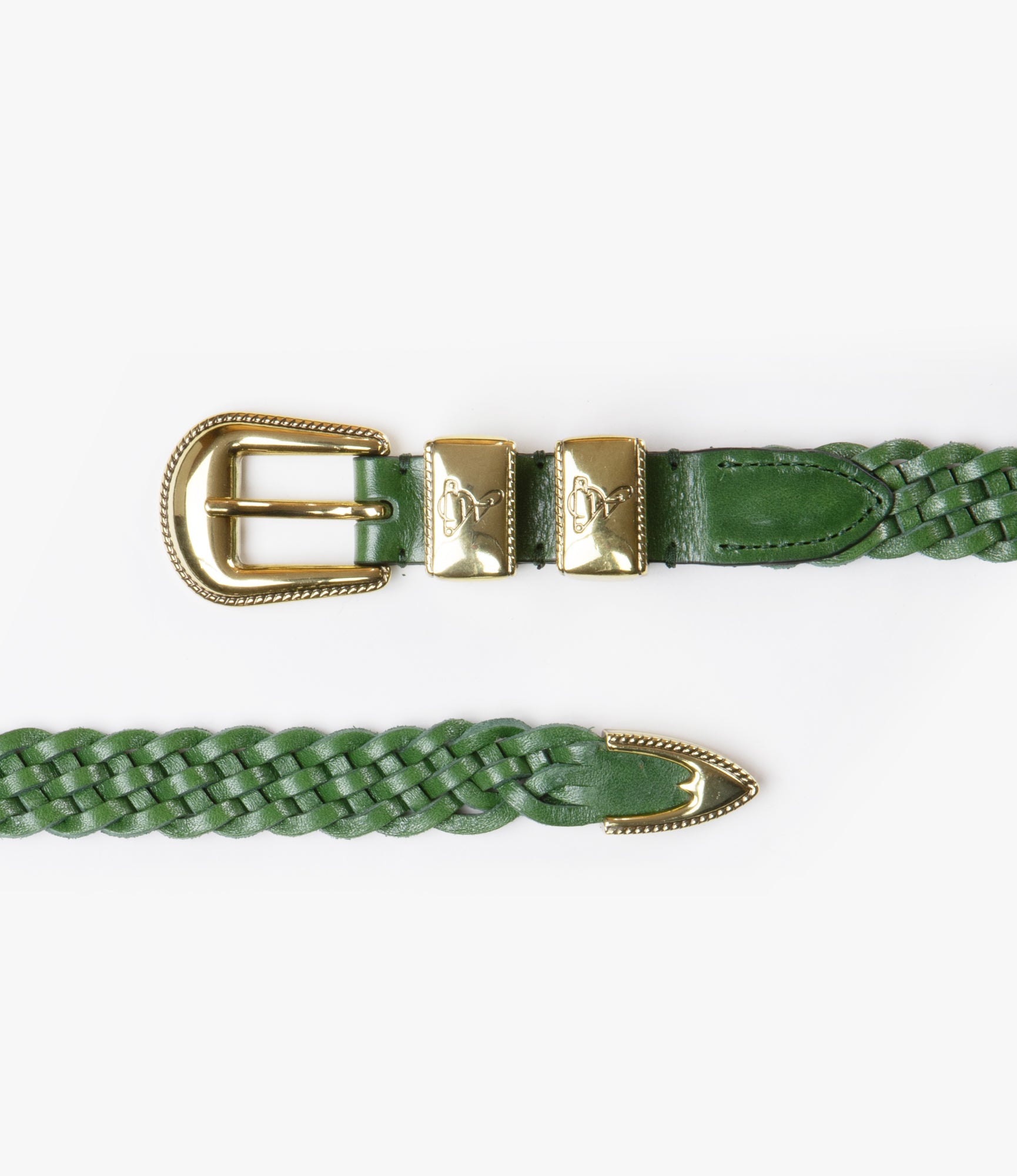 Wing Tip 5-Ply Braided Belt – Green Leather