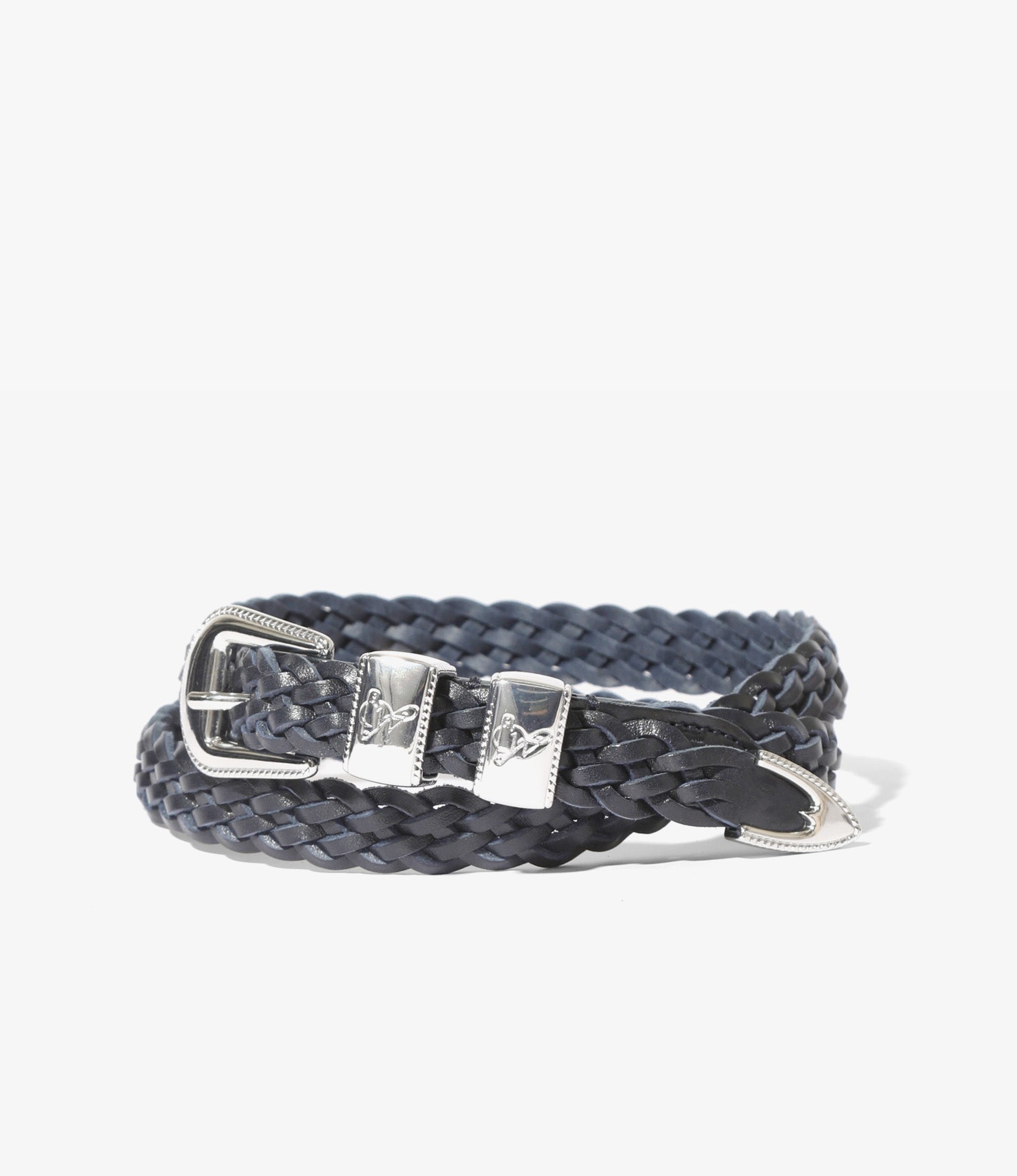 Wing Tip 5-Ply Braided Belt – Navy Leather