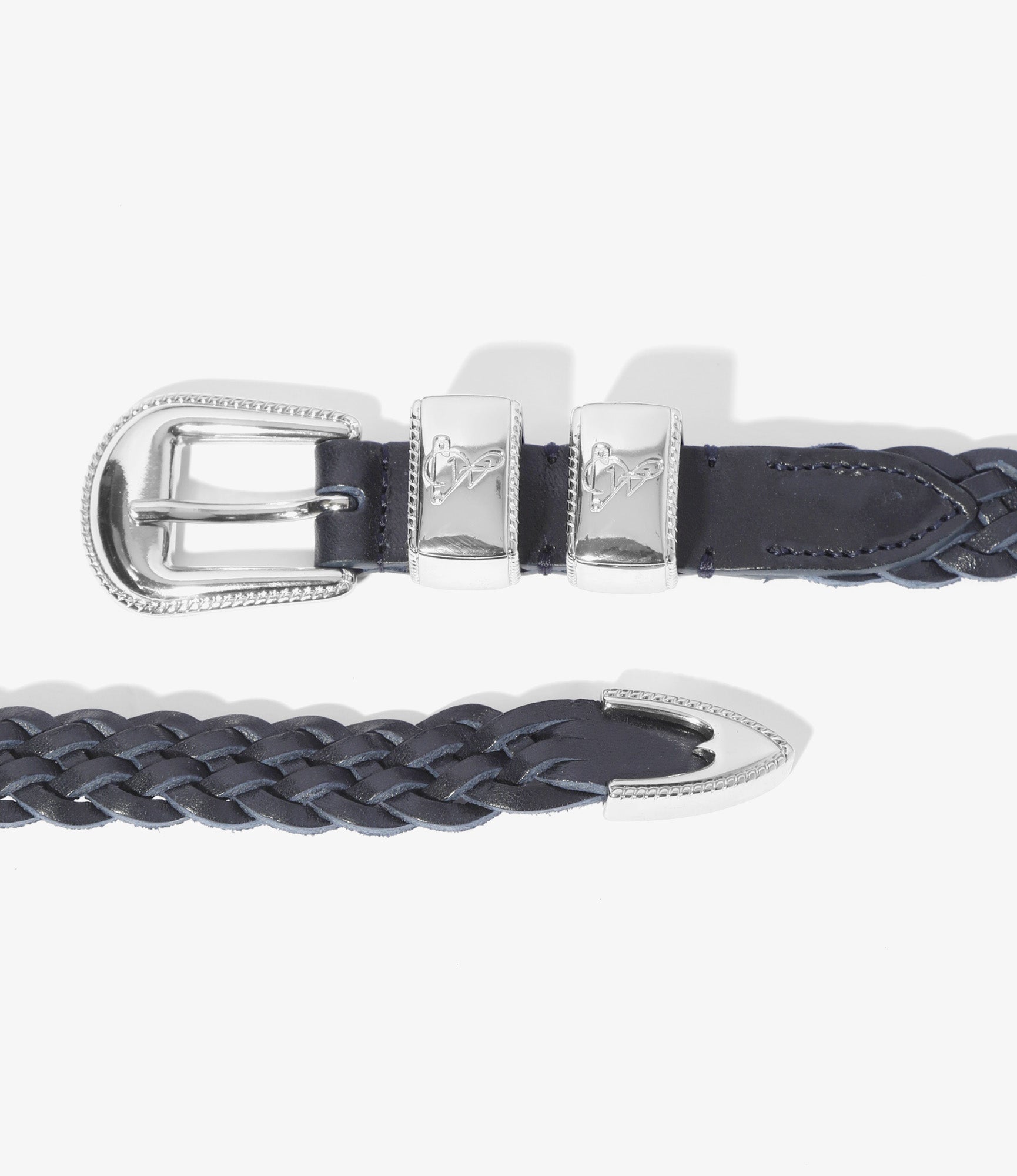 Wing Tip 5-Ply Braided Belt – Navy Leather