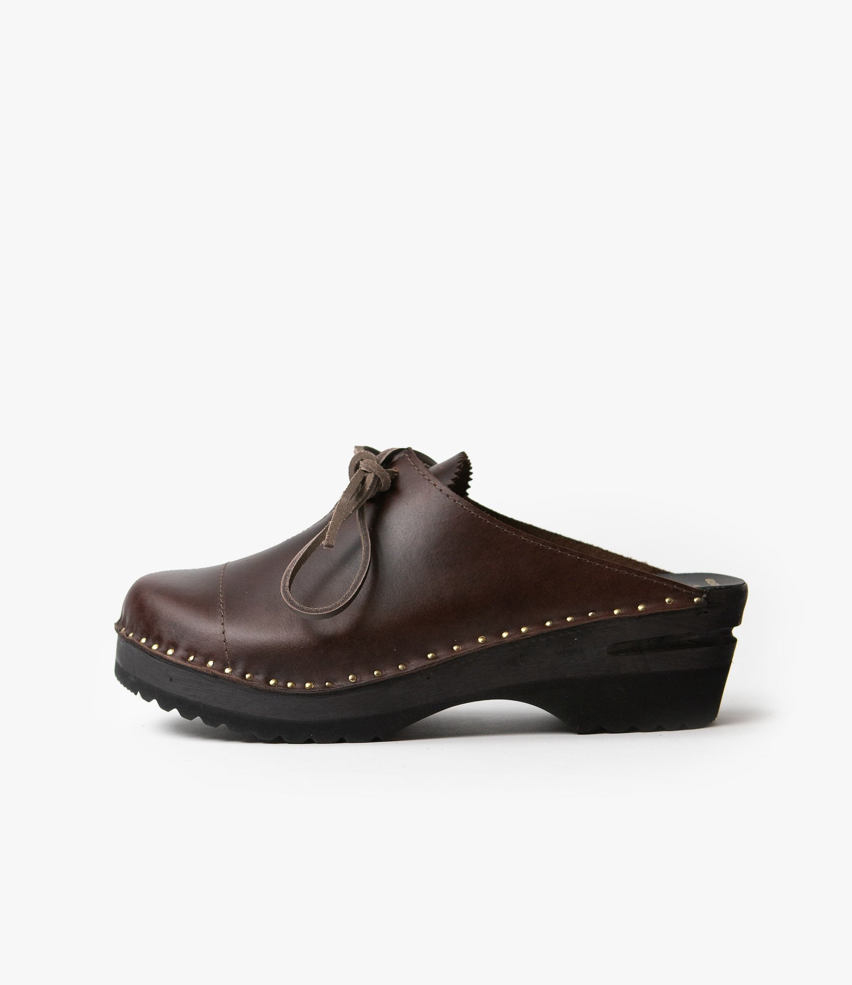 'Alps' Centre Lace Clog – Brown Leather