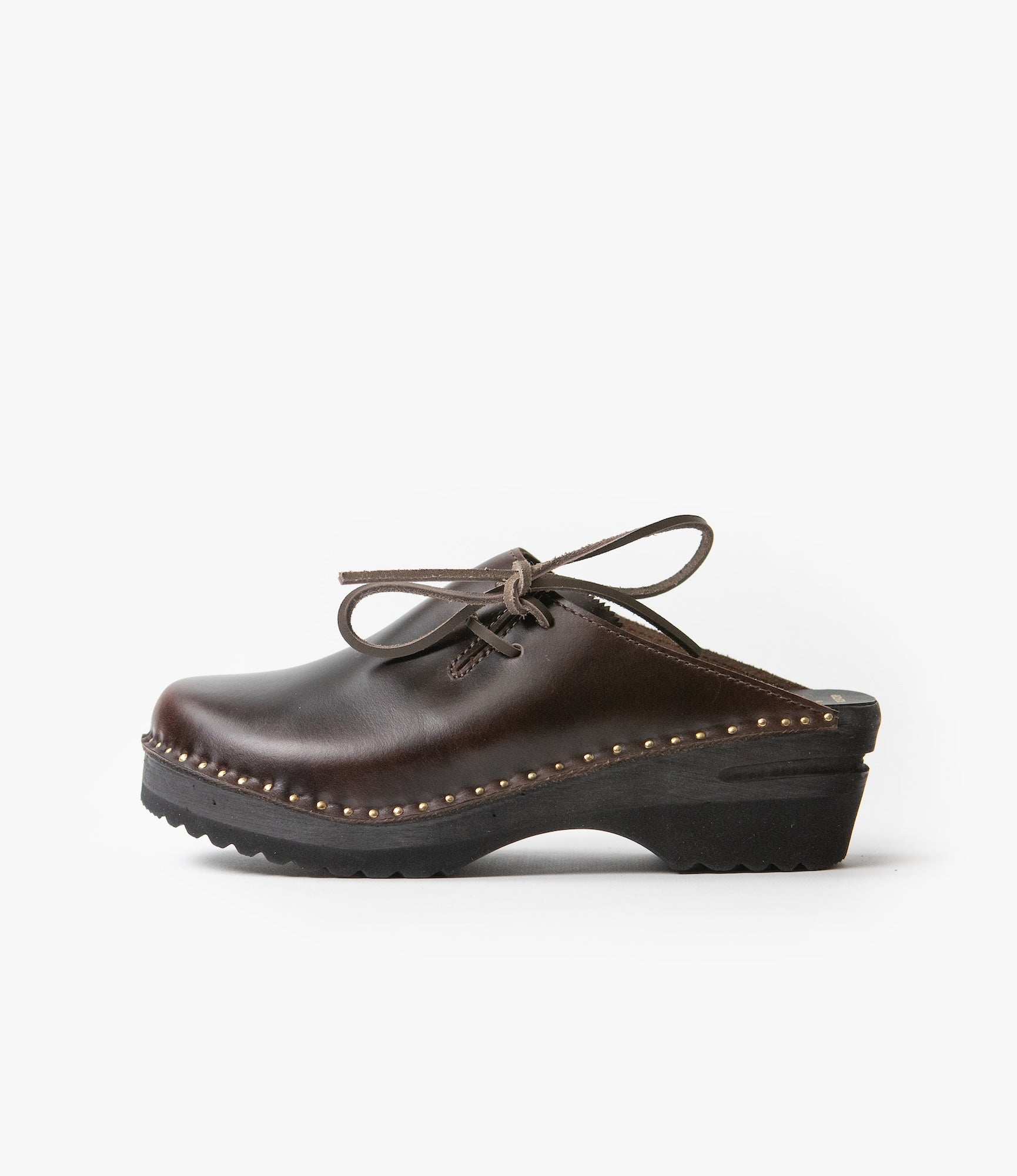 'Alps' Side Lace Clog – Brown Leather