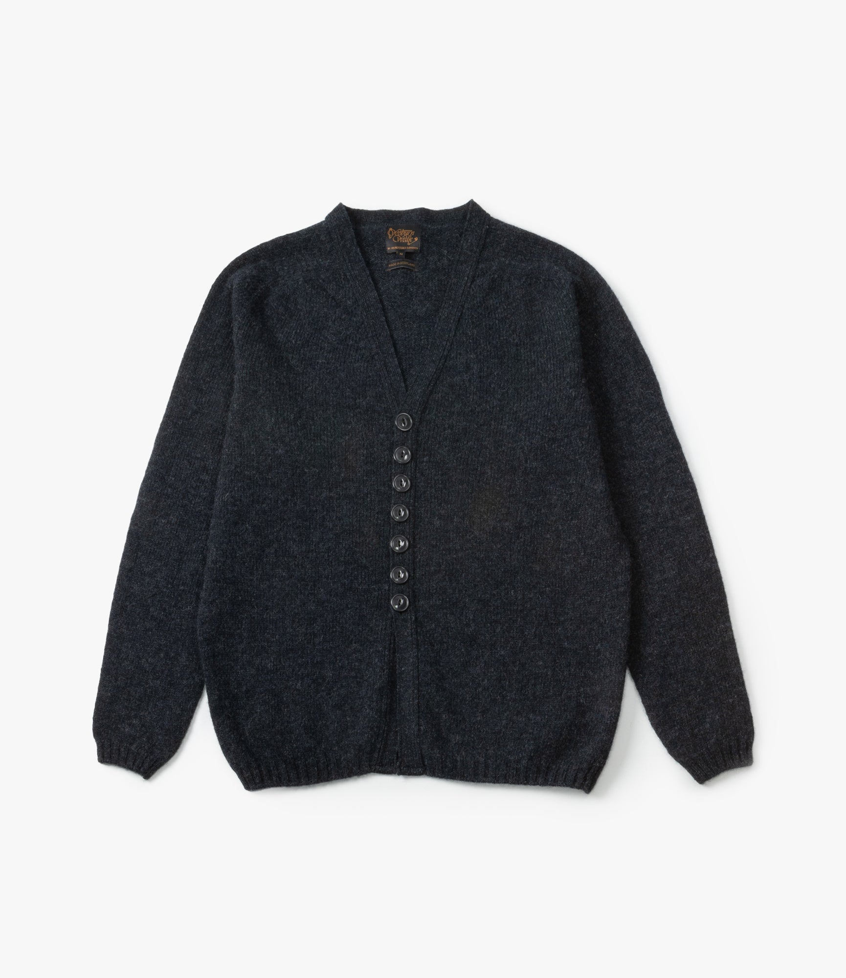 Fisherman Cardigan – Charcoal Shetland Wool