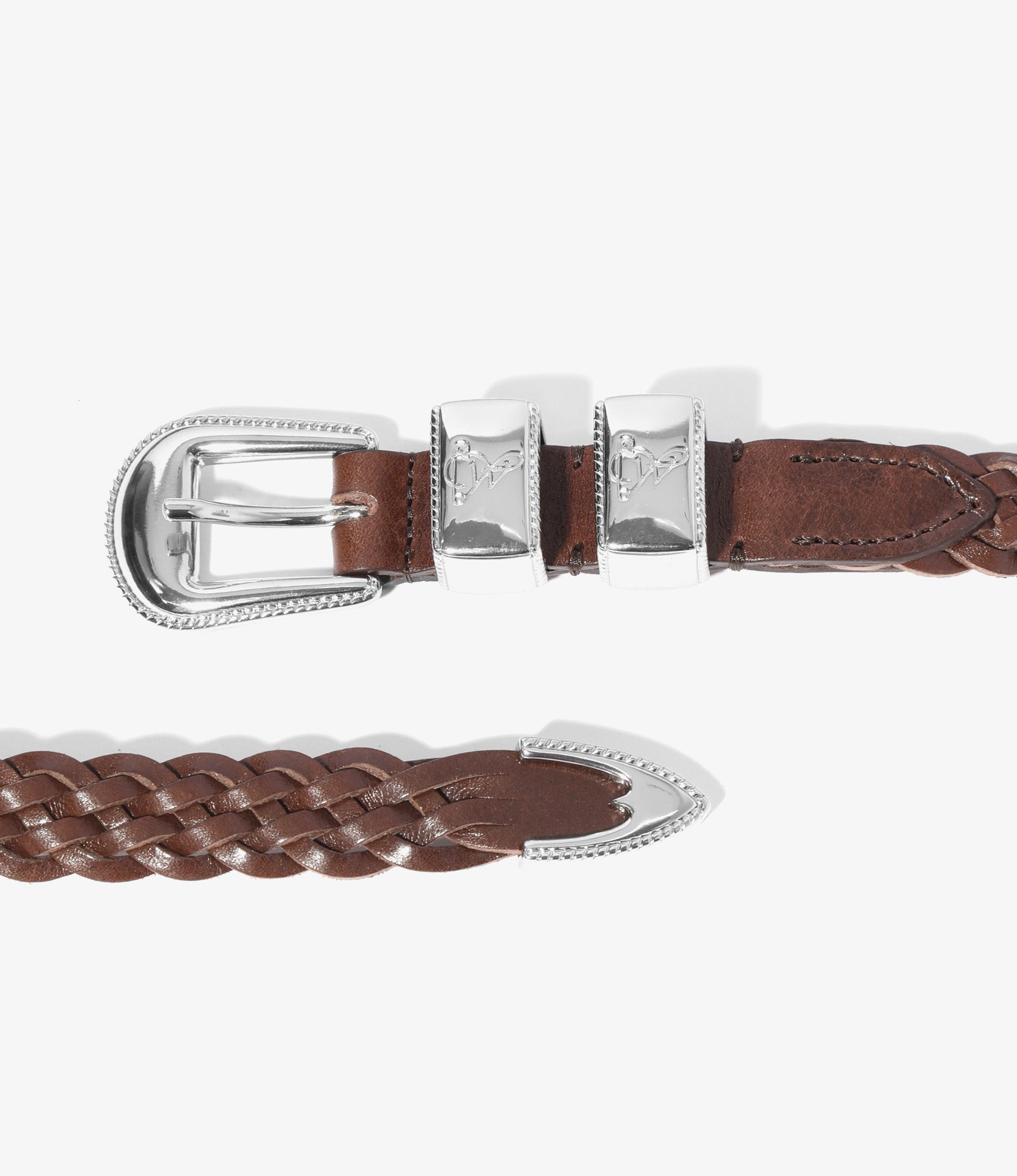 Wing Tip 5-Ply Braided Belt – Brown Leather