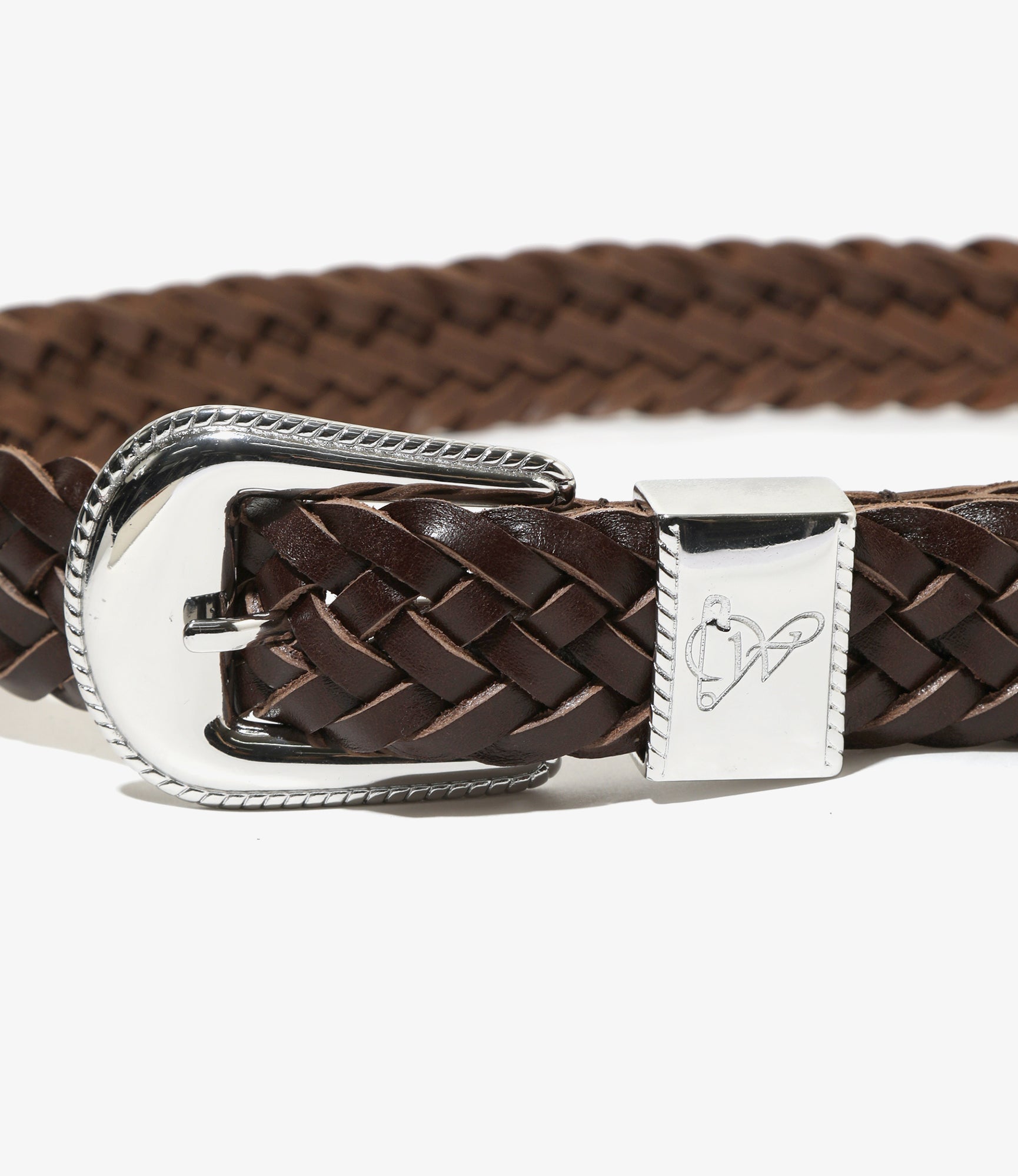 Wing Tip 6-Ply Braided Belt – Brown Leather