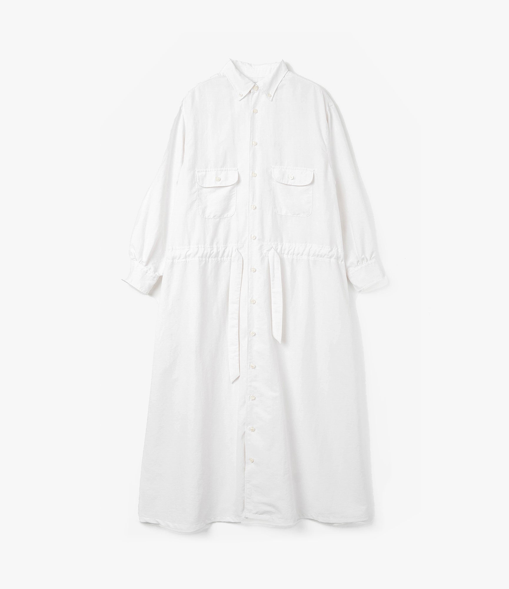Button Down Dress – White 4-Ply Nylon Taslan