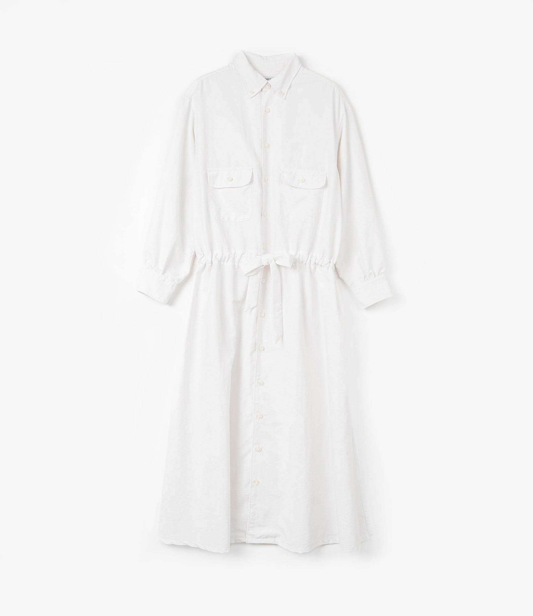 Button Down Dress – White 4-Ply Nylon Taslan
