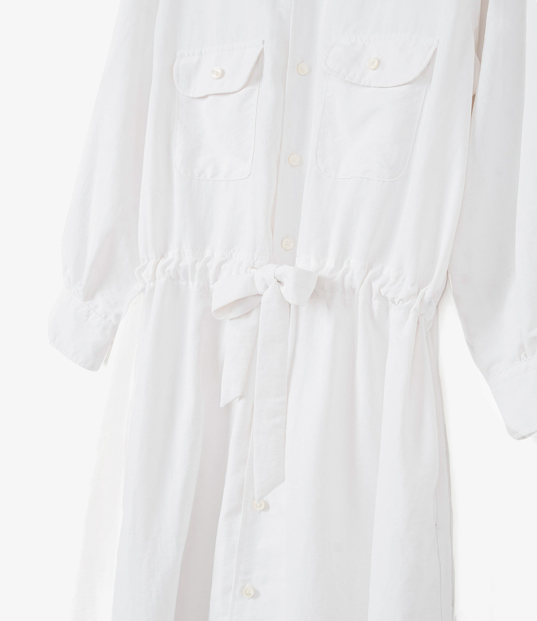 Button Down Dress – White 4-Ply Nylon Taslan