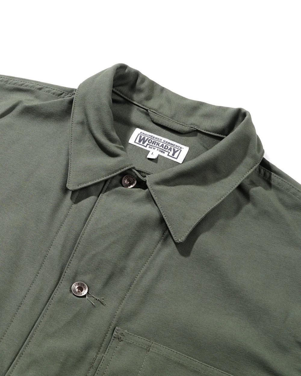 Engineered Garments Workaday Utility Jacket - Olive Cotton Reversed Sateen – Workaday – Nepenthes London