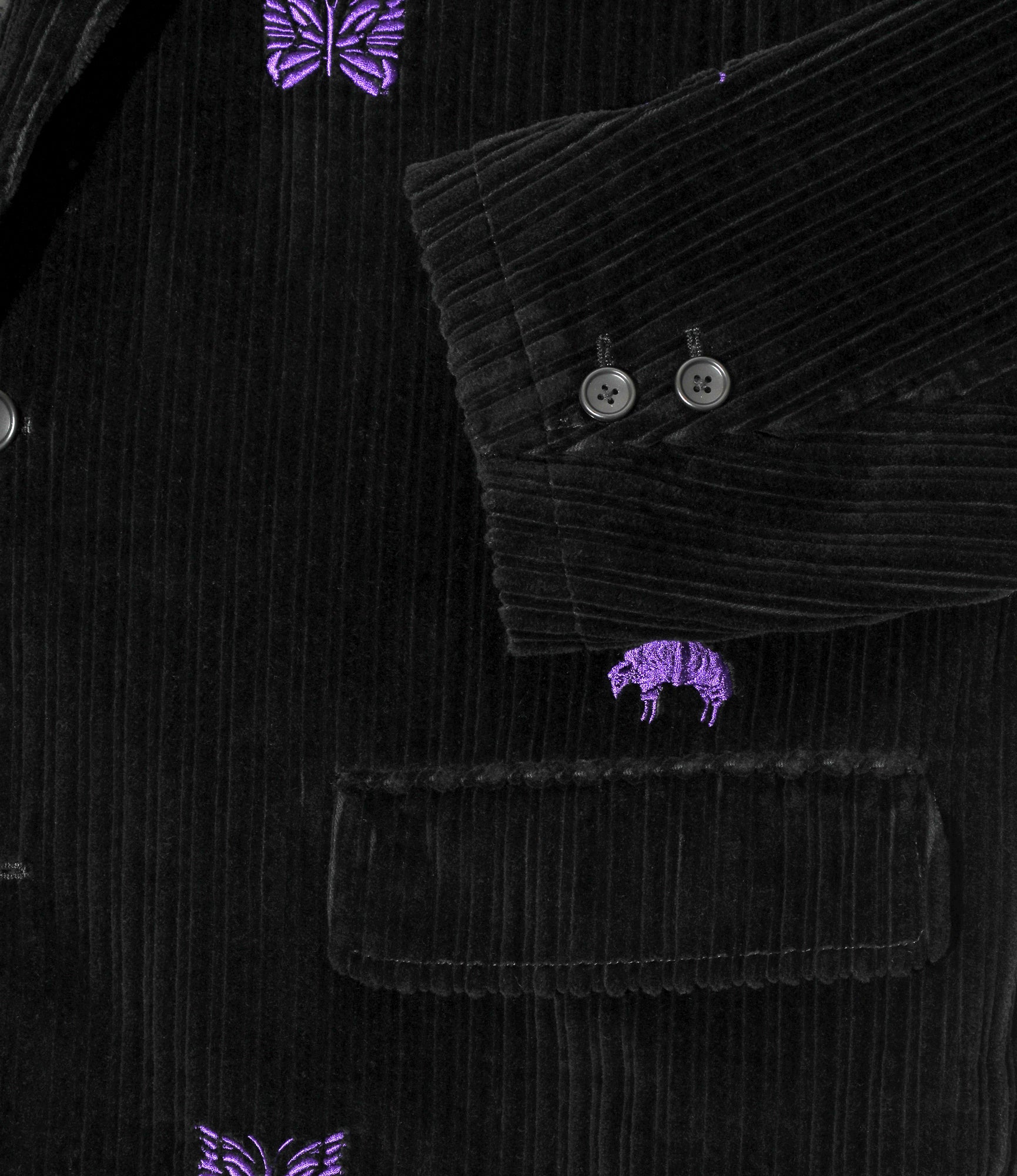 3B Sack Jacket - Black Embroidered Corduroy