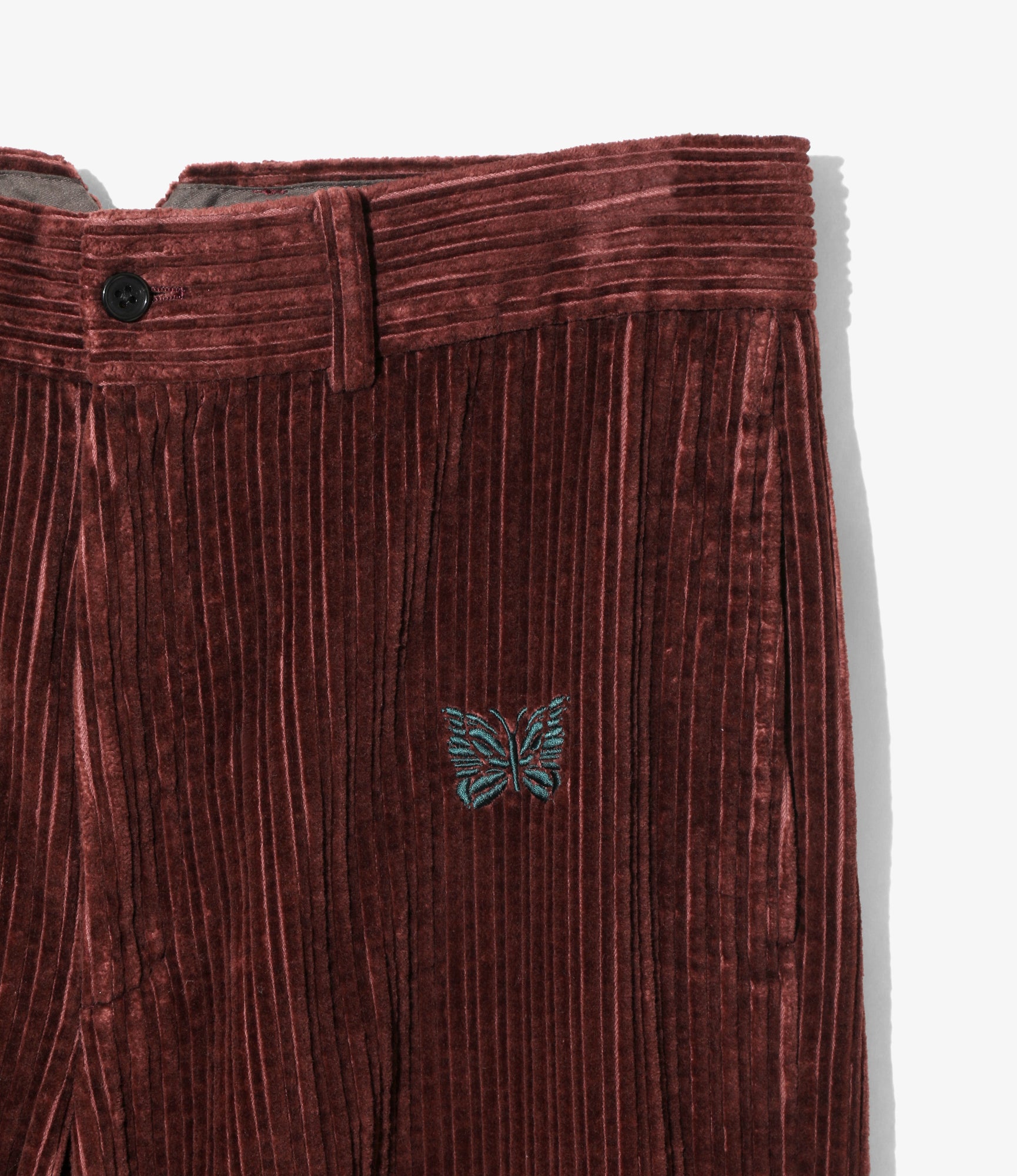 Wide Trousers - Bordeaux Embroidered Corduroy