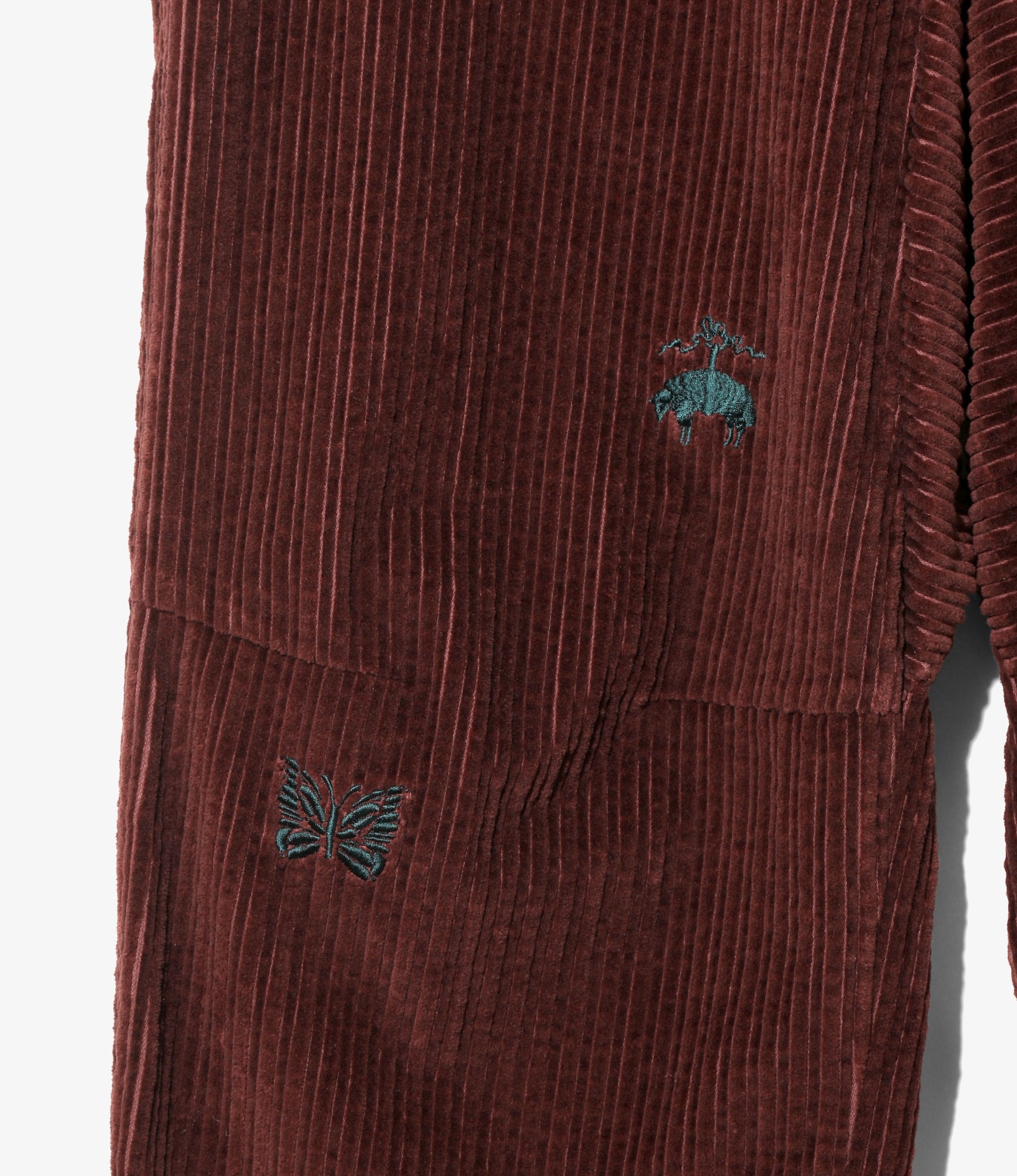 Wide Trousers - Bordeaux Embroidered Corduroy