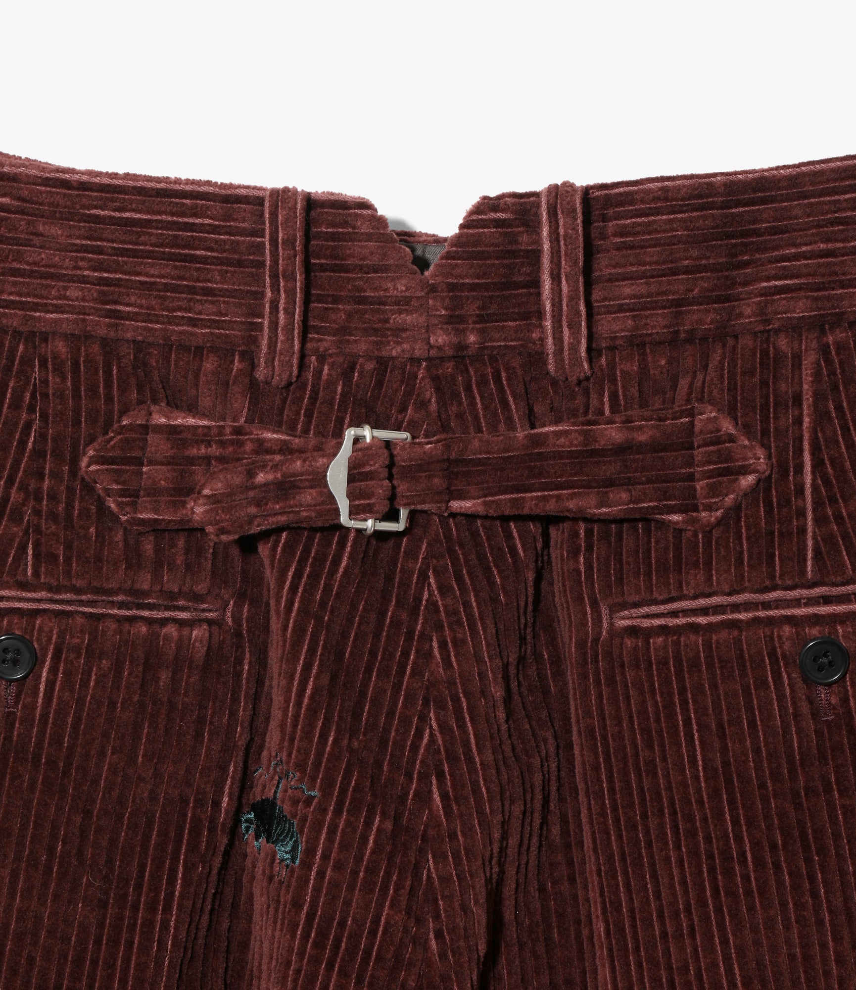 Wide Trousers - Bordeaux Embroidered Corduroy