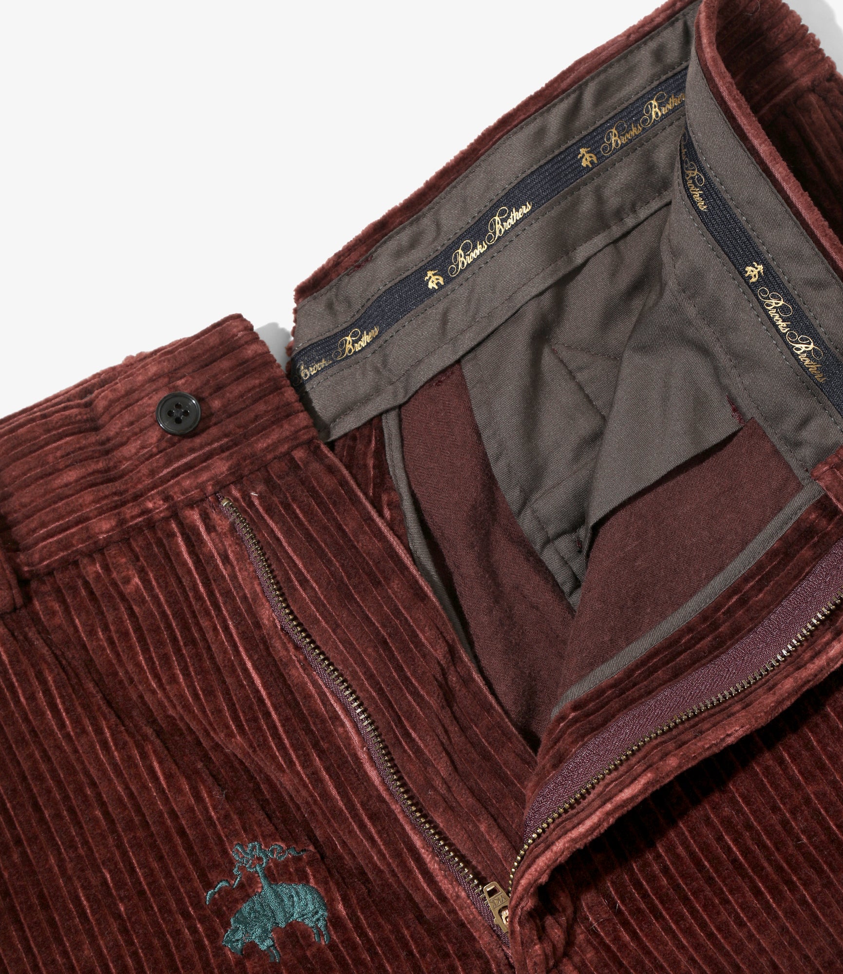 Wide Trousers - Bordeaux Embroidered Corduroy