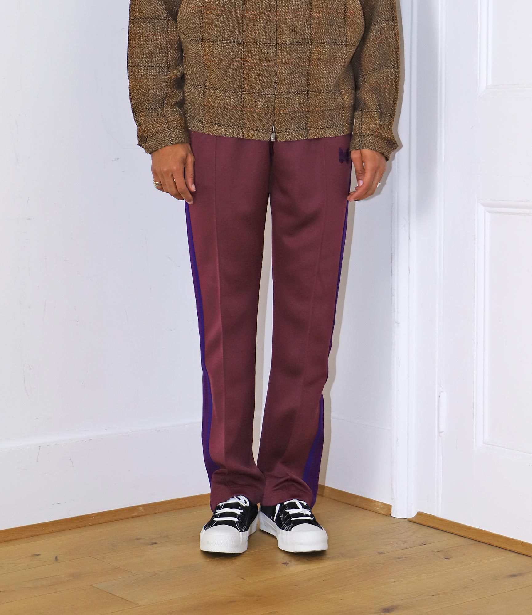 Needles Narrow Track Pant - Poly Smooth - Wine | Nepenthes London