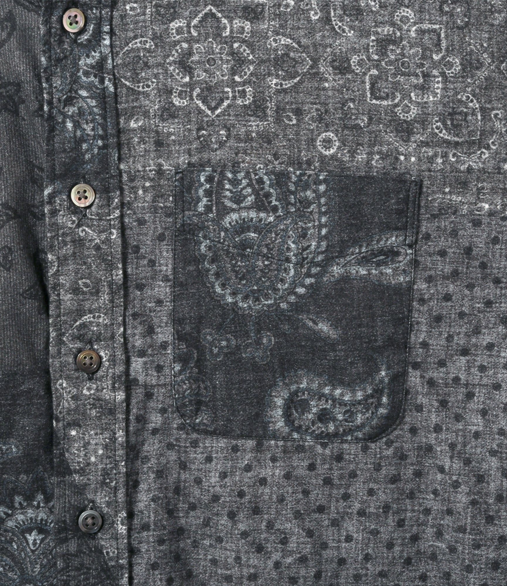 19th Century BD Shirt – Black/Grey Block Print Cotton