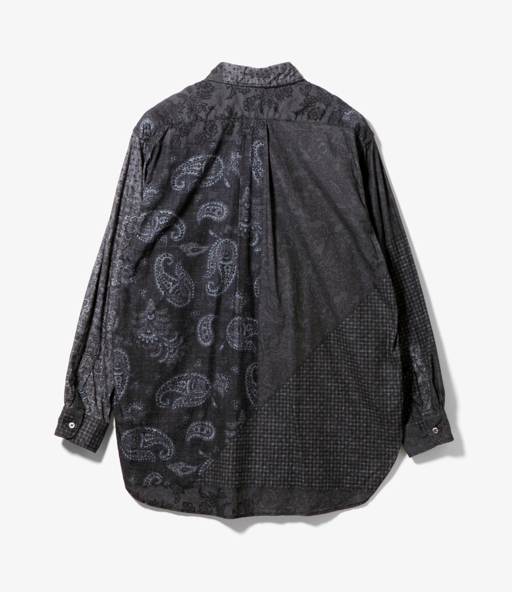 19th Century BD Shirt – Black/Grey Block Print Cotton