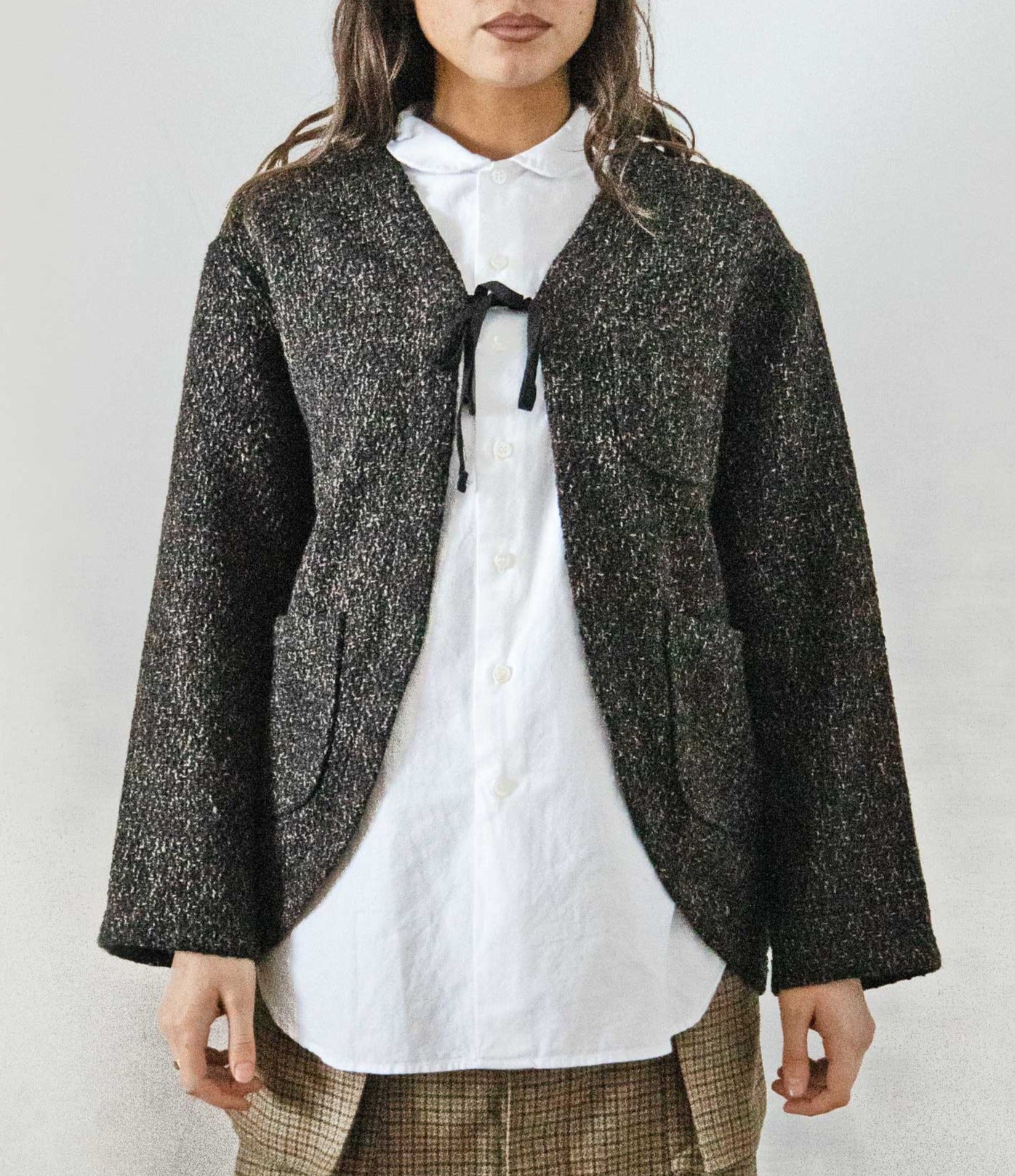 Engineered Garments Cutaway Jacket - Dk Brown Polyester Wool Tweed Boucle