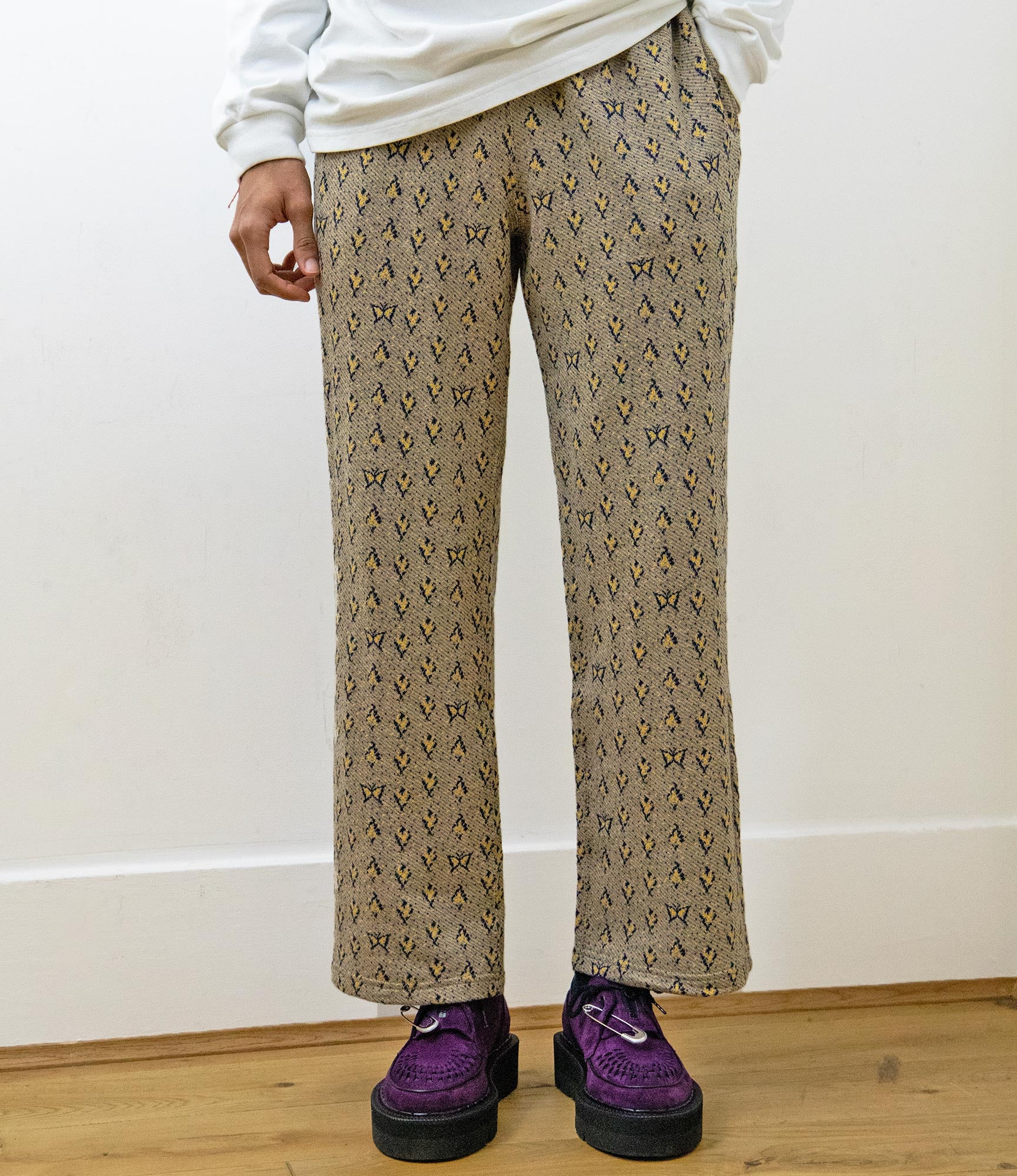 Needles String Easy Pant - C/AN Papillon&Floral Jq - Yellow/Navy