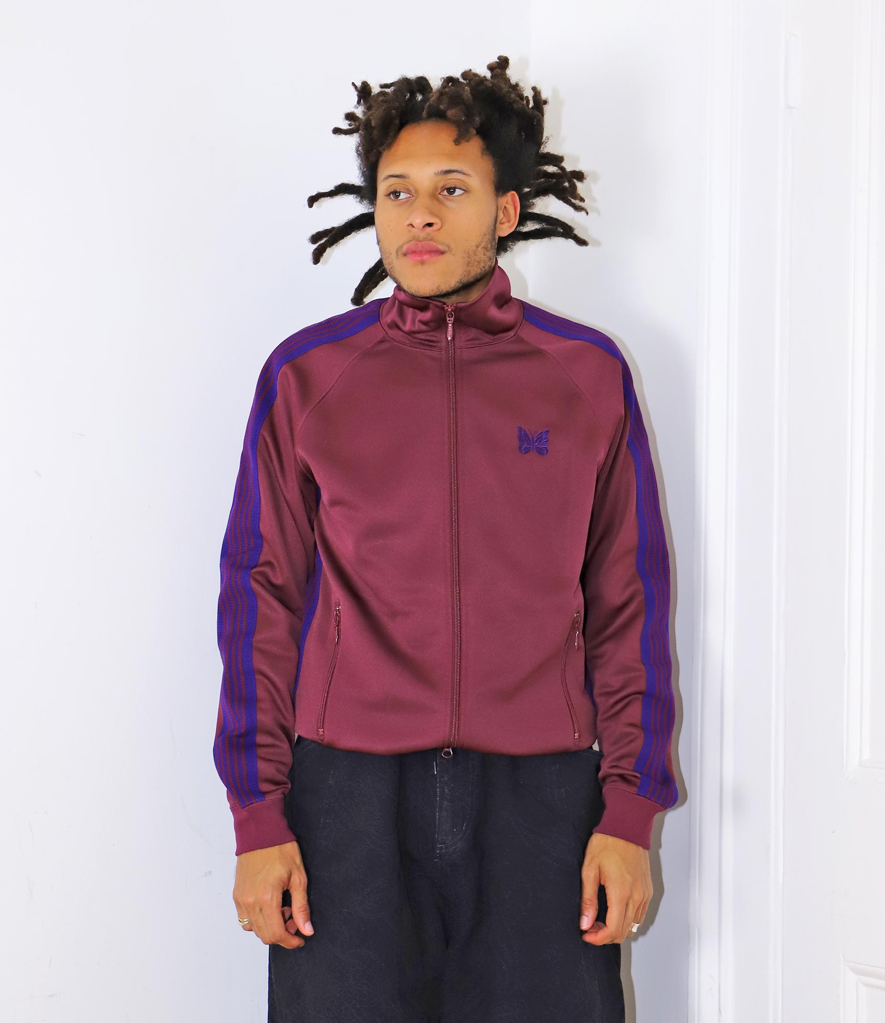 Needles Track Jacket - Poly Smooth - Wine | Nepenthes London