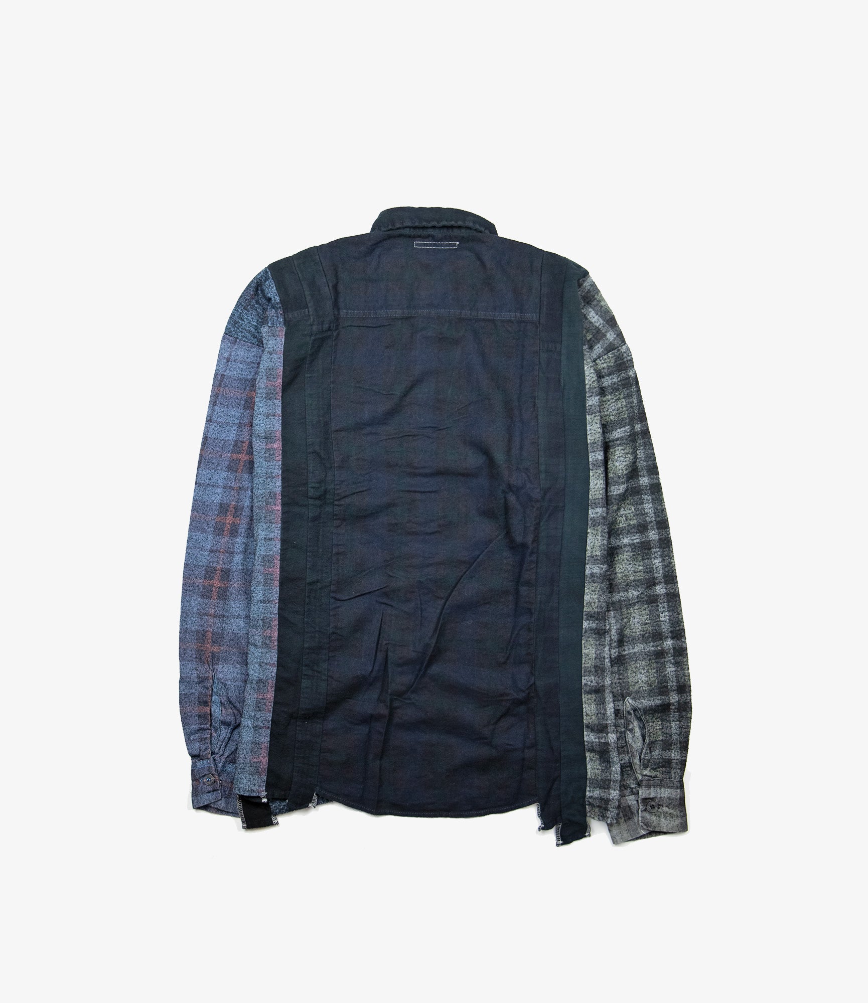 Rebuild by Needles Flannel Shirt - 7 Cuts Wide Shirt / Over Dye - Black