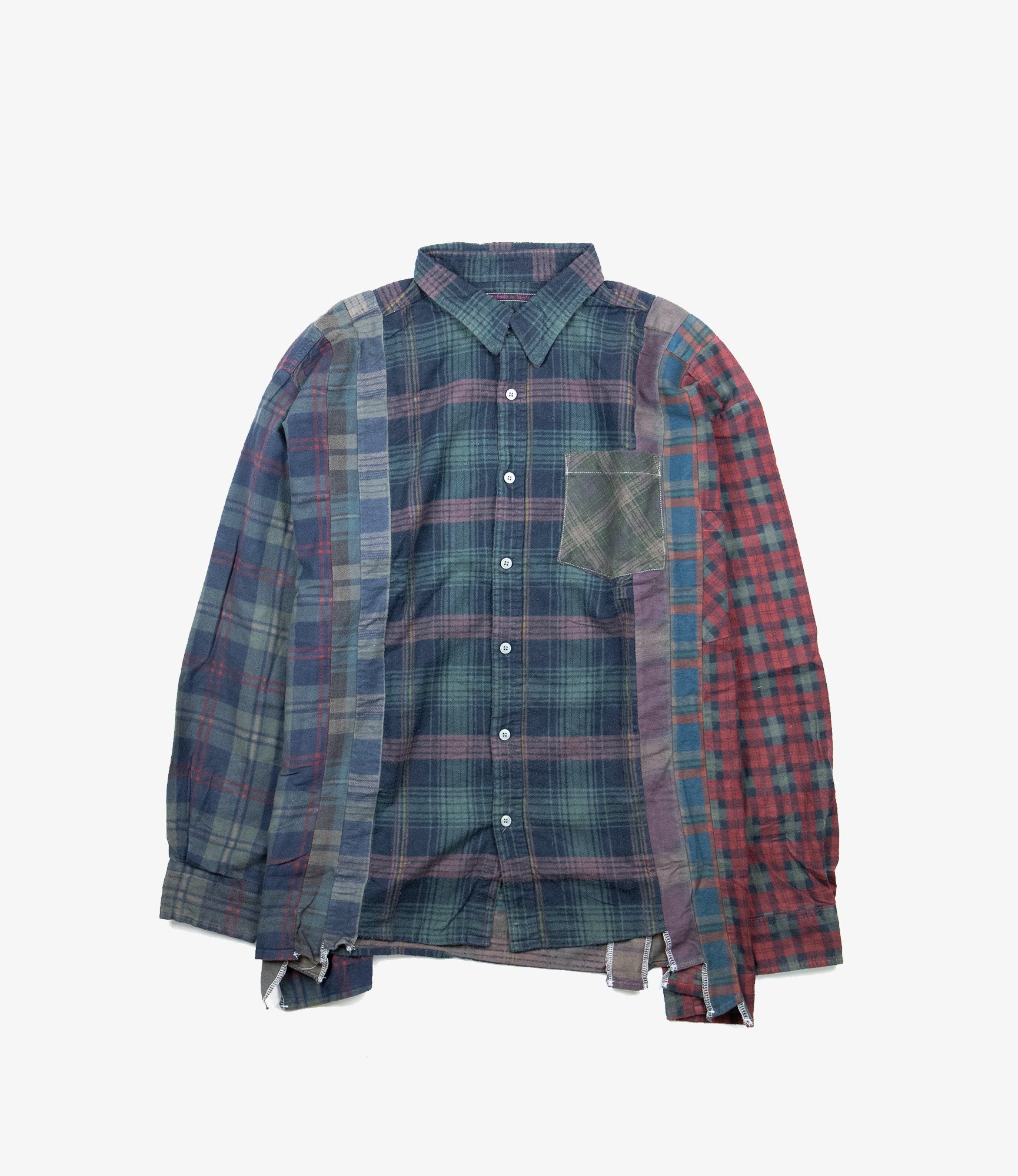 Rebuild by Needles Flannel Shirt - 7 Cuts Wide / Over Dye - Brown