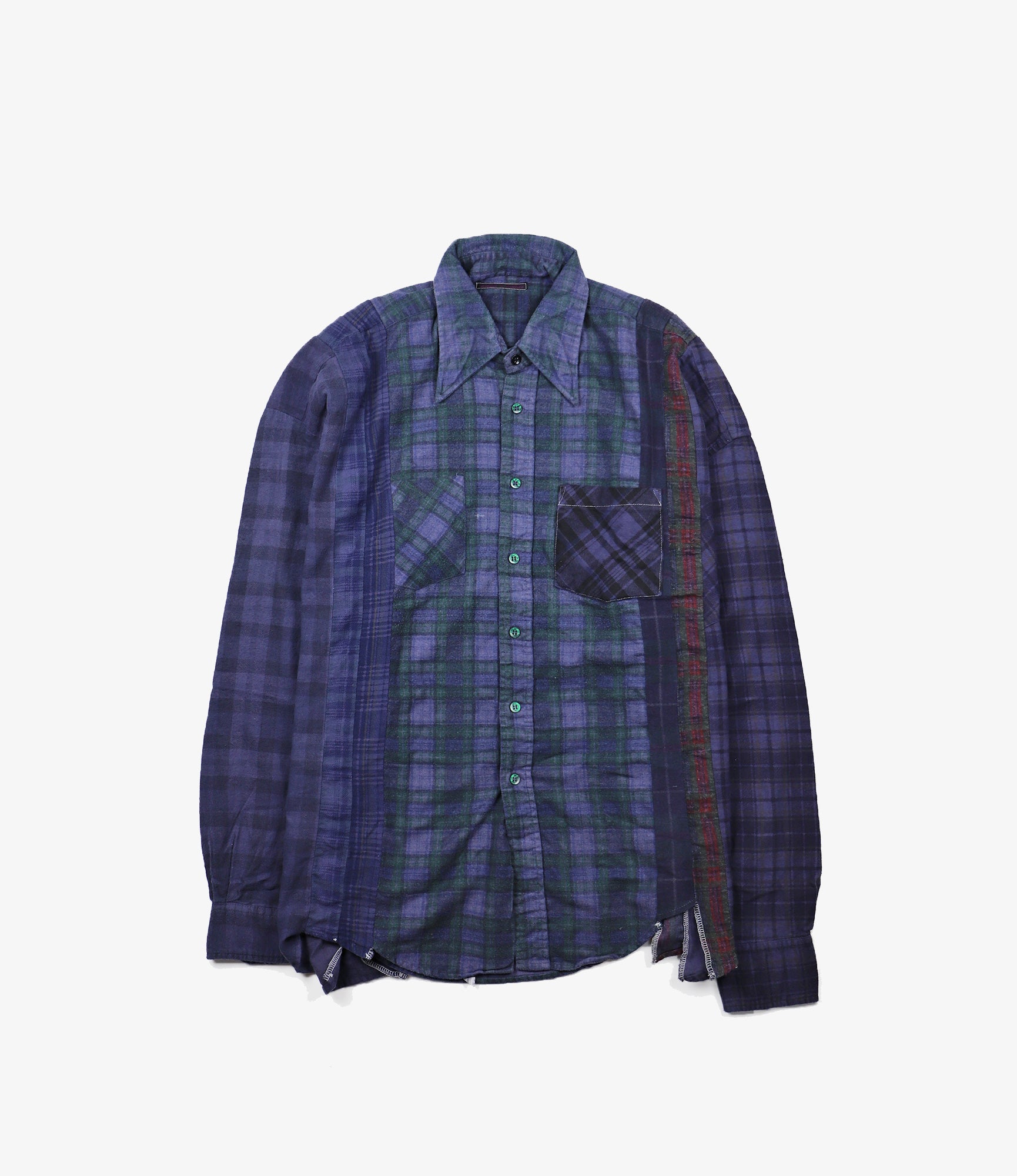 Rebuild by Needles Flannel Shirt - 7 Cuts Wide / Over Dye - Purple