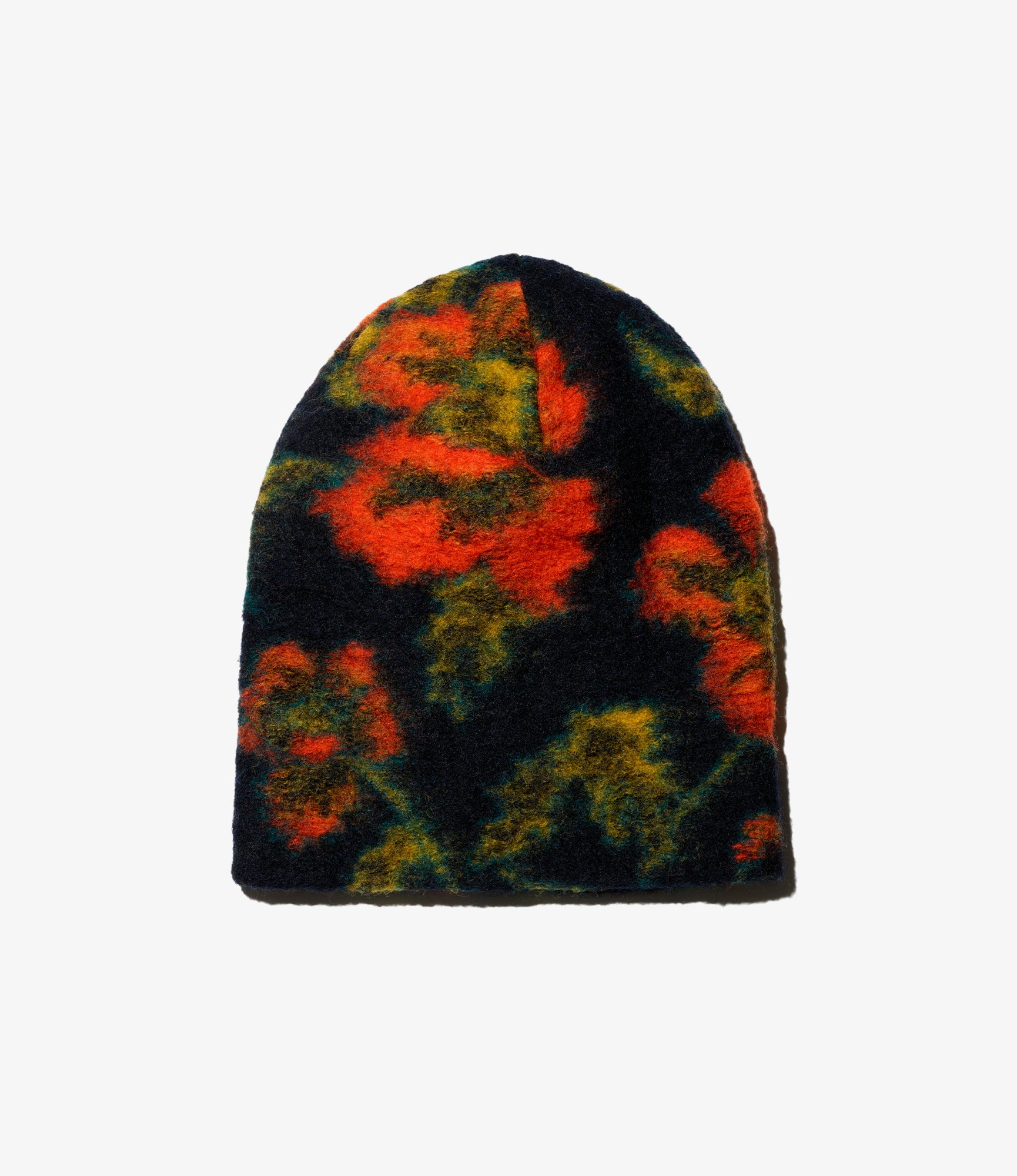 Beanie – Navy/Orange Floral Jacquard