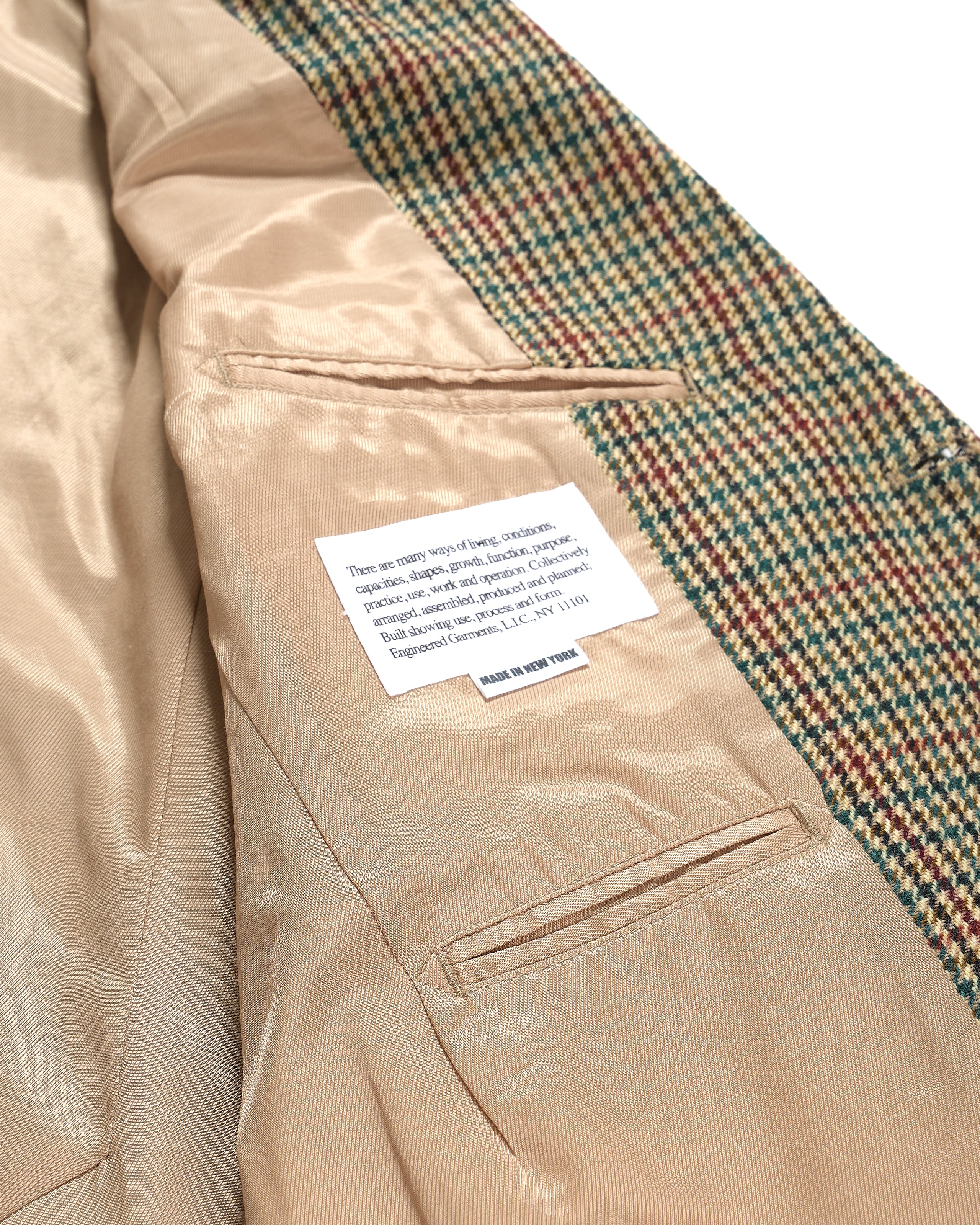 Engineered Garments Andover Jacket - Khaki Acrylic Wool Gunclub Check