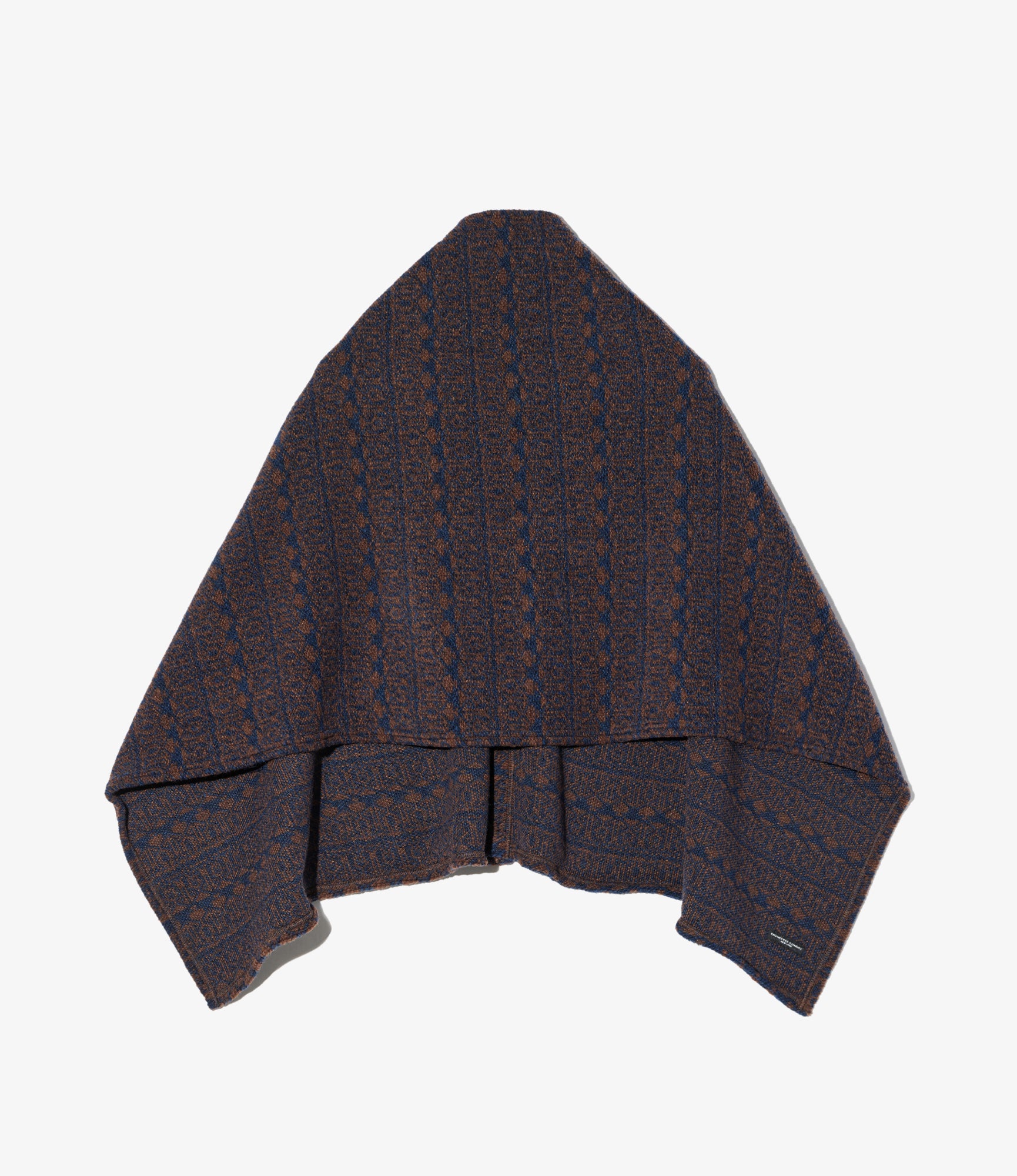 Button Shawl – Brown/Navy Horizontal Stripe