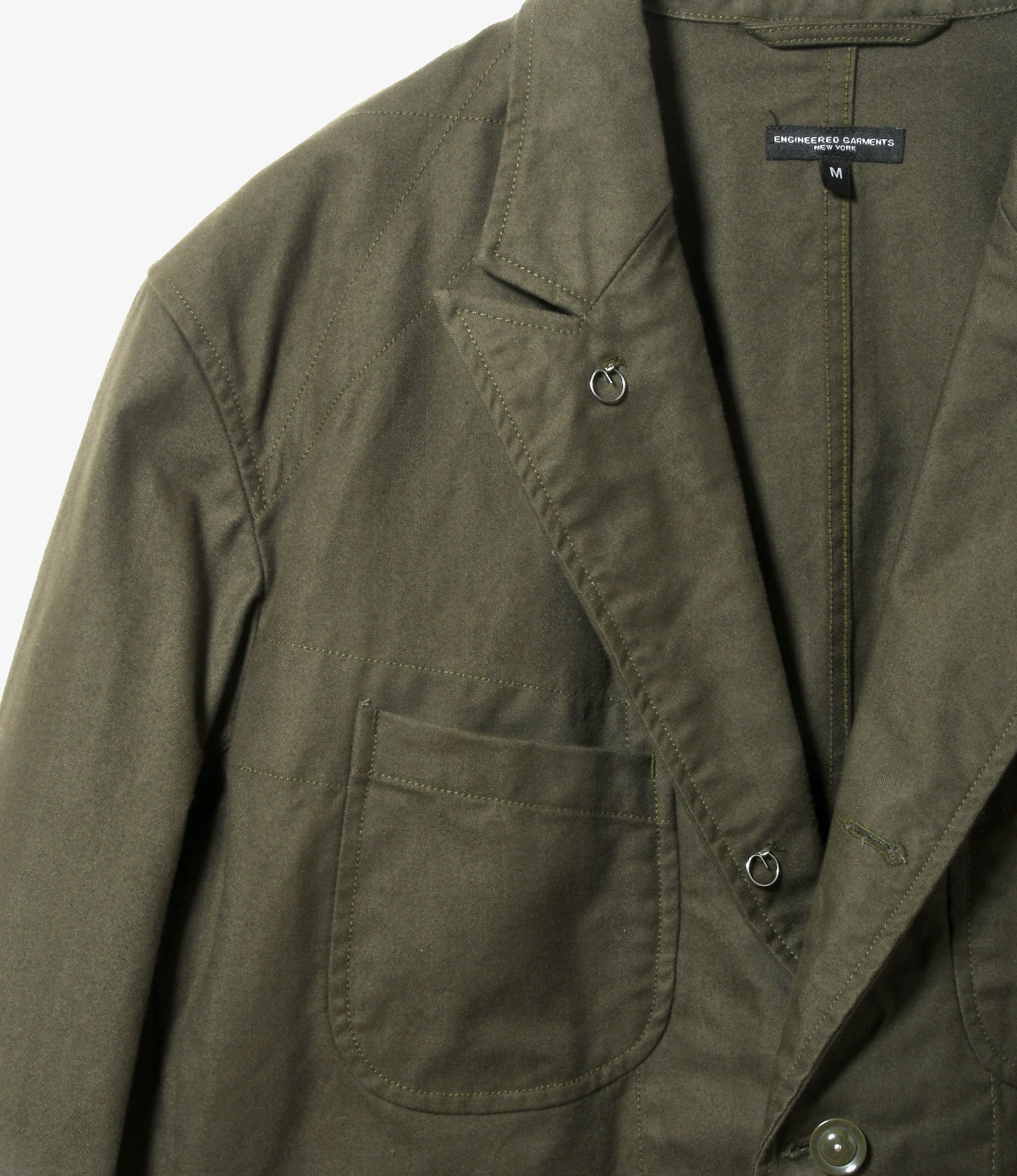 Bedford Jacket – Olive Cotton Brushed Herringbone