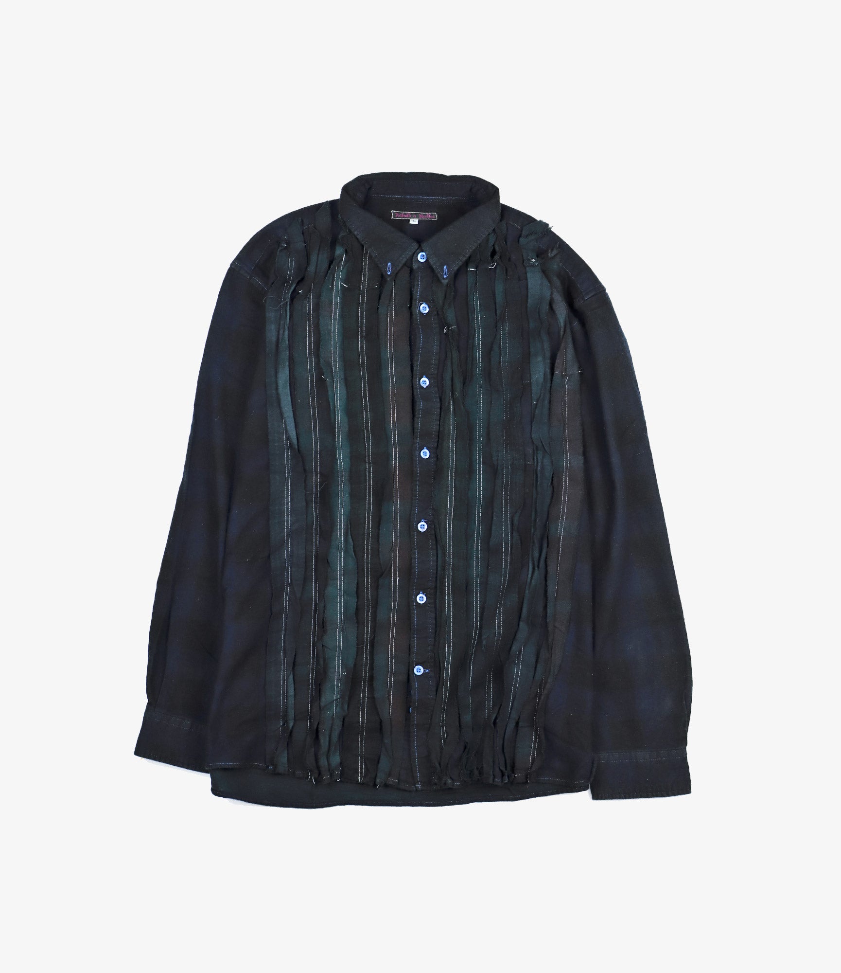 Rebuild by Needles Flannel Shirt - Ribbon Shirt / Over Dye - Black