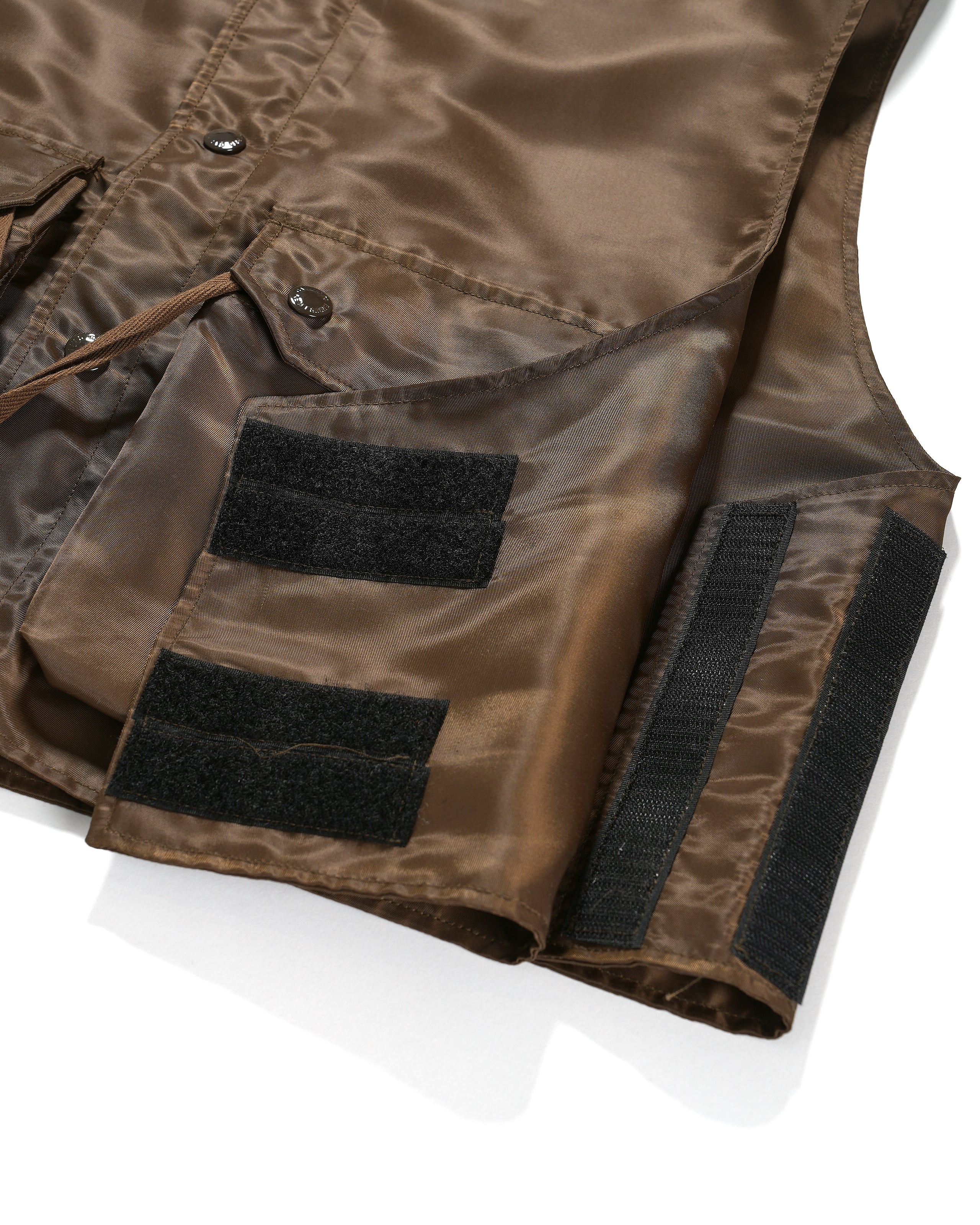 Engineered Garments Hooded Short Vest - Brown Polyester Pilot Twill