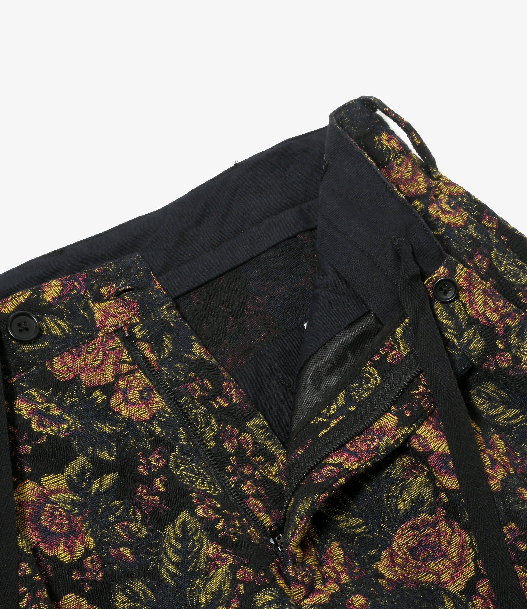 Carlyle Pant – Black/Gold Floral Jacquard Poly Cotton