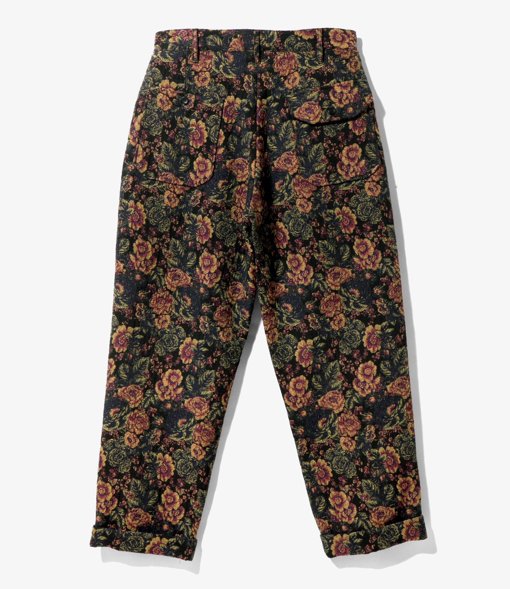 Carlyle Pant – Black/Gold Floral Jacquard Poly Cotton