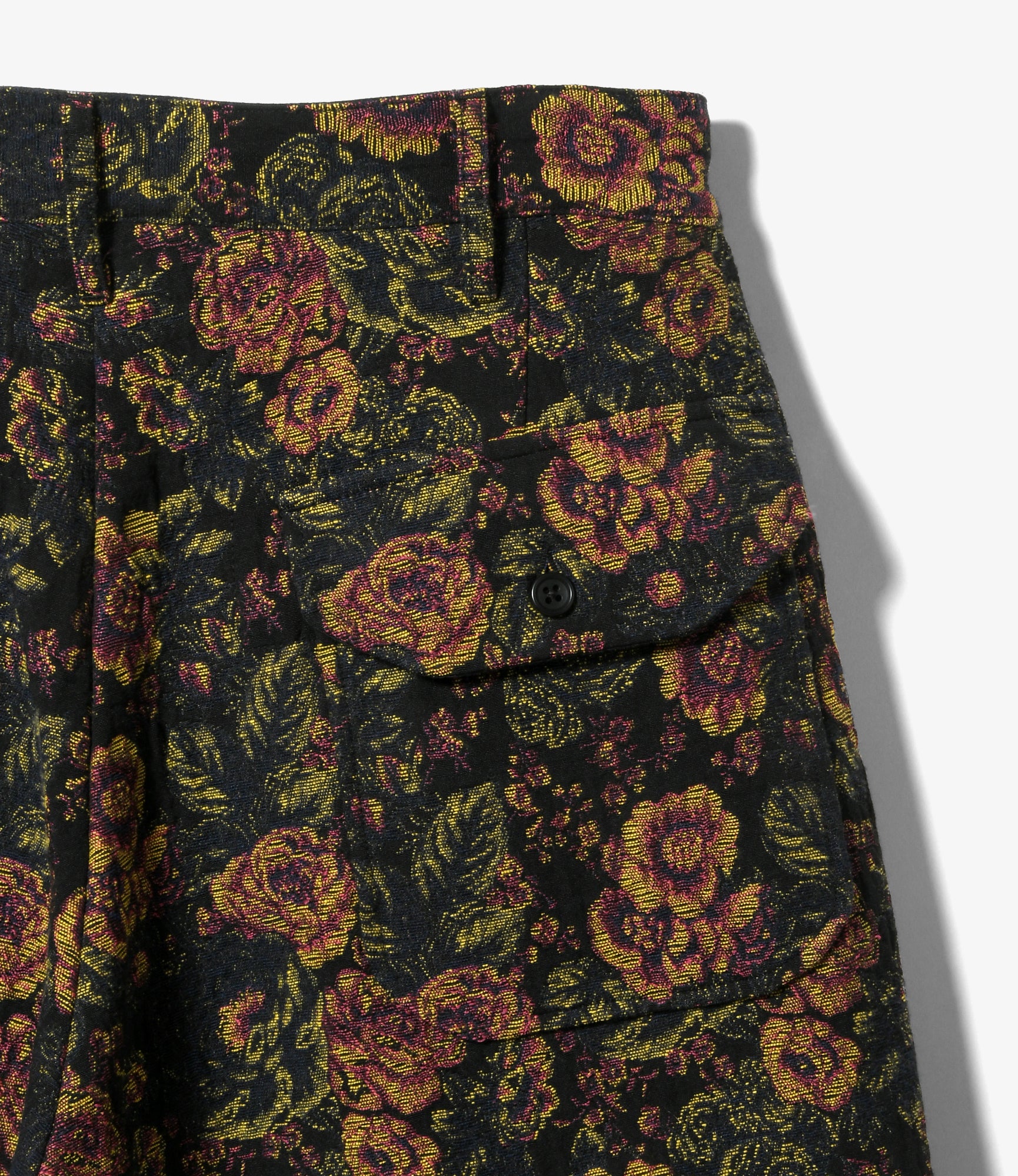 Carlyle Pant – Black/Gold Floral Jacquard Poly Cotton