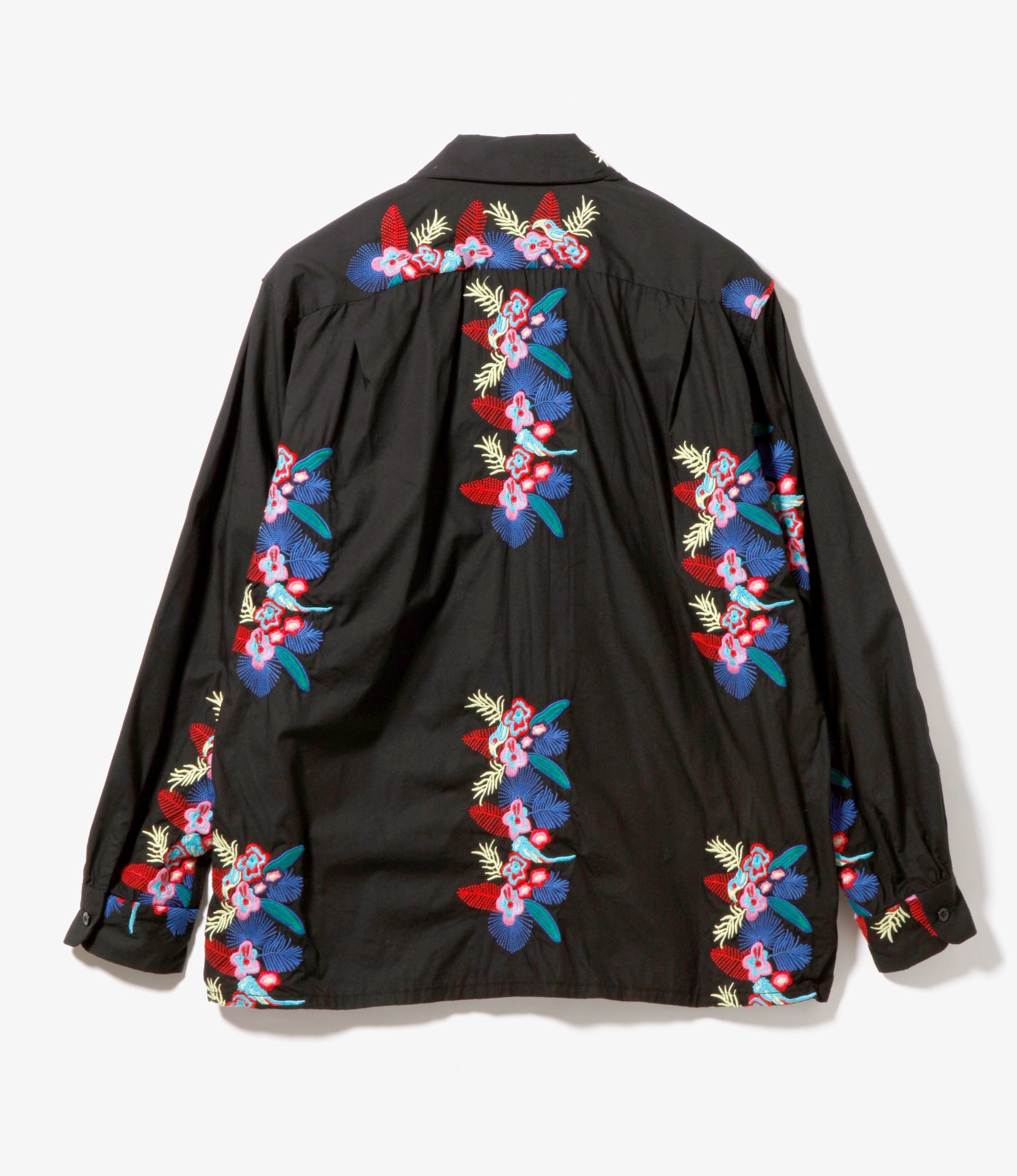 Classic Shirt – Black Floral Embroidery Cotton Sheeting