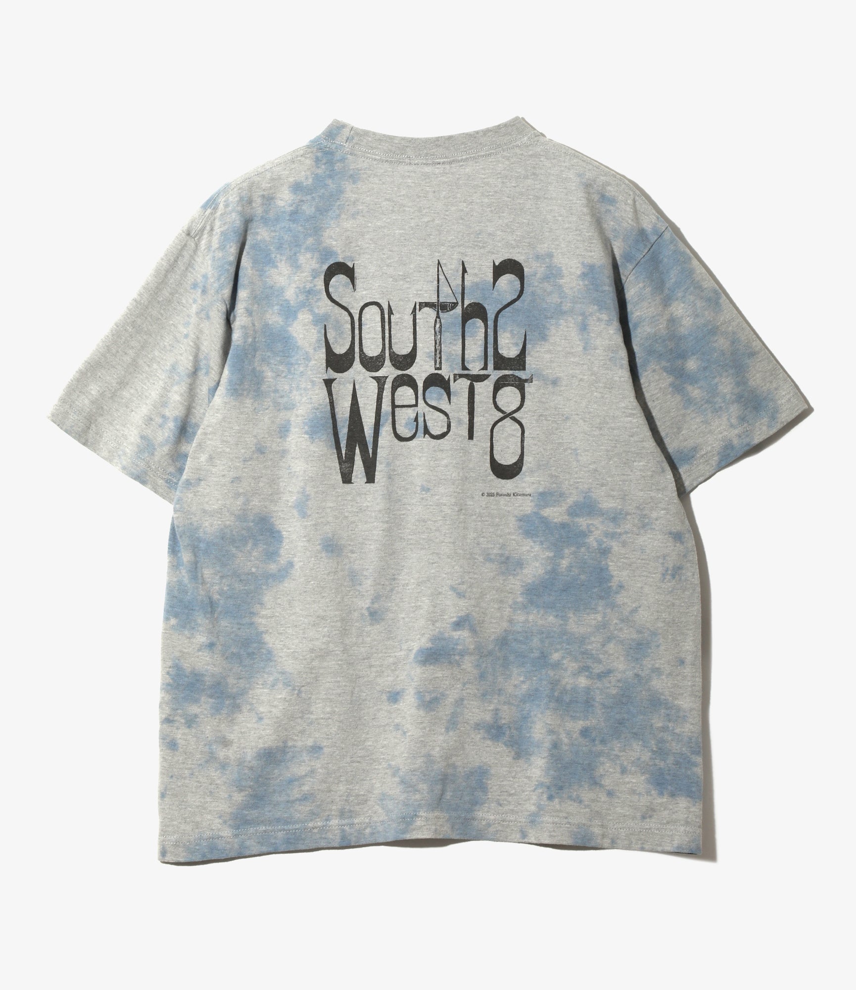 Crew Neck T-Shirt – Blue 'Swallow' Print Jersey
