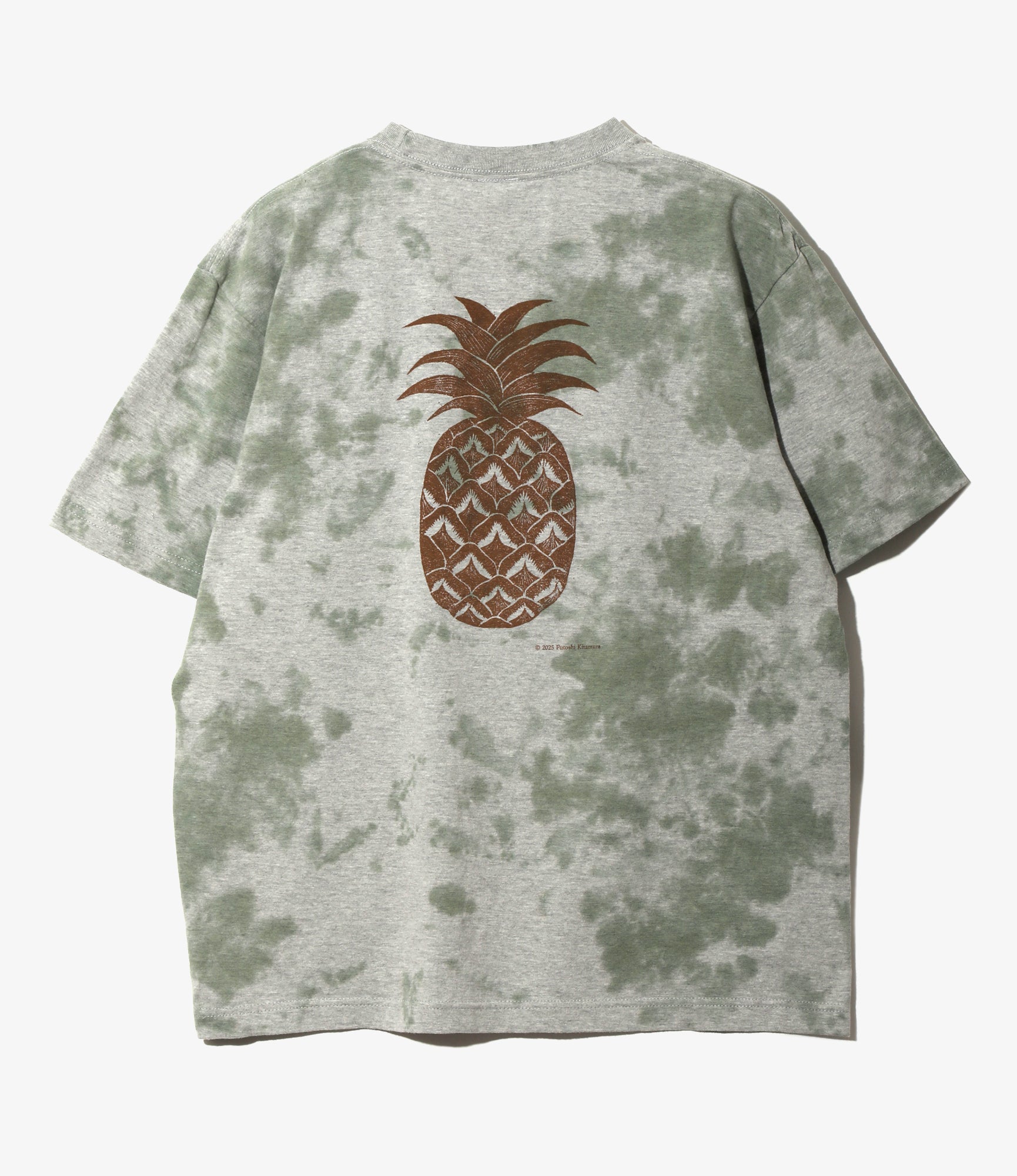 Crew Neck T-Shirt – Green 'Pineapple' Print Jersey