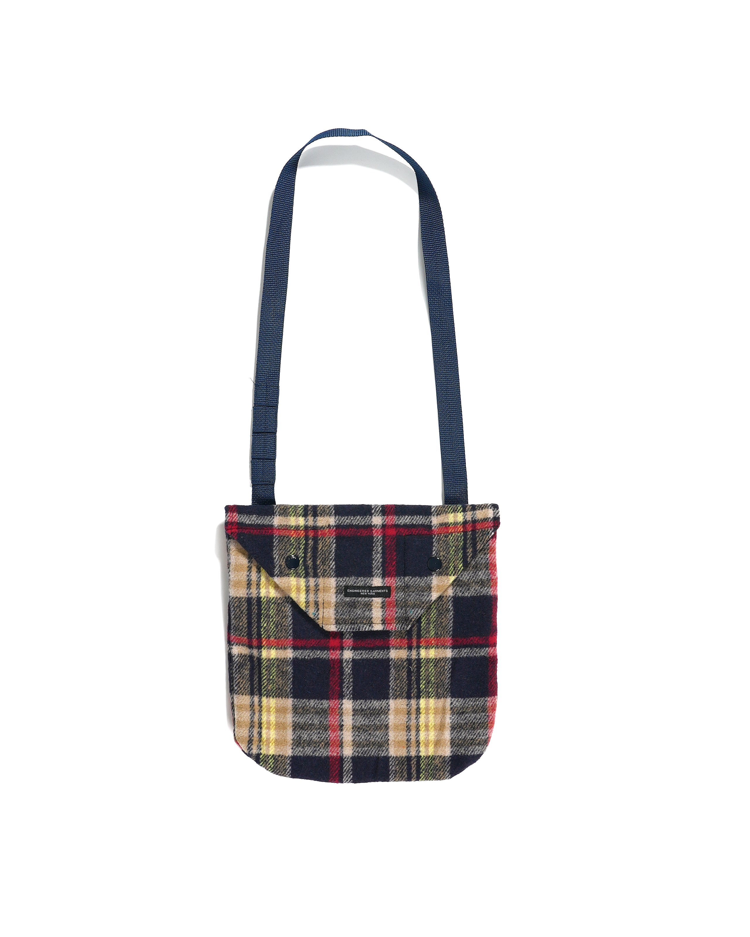 Engineered Garments Shoulder Pouch - Navy/Red Polyester Heavy Plaid