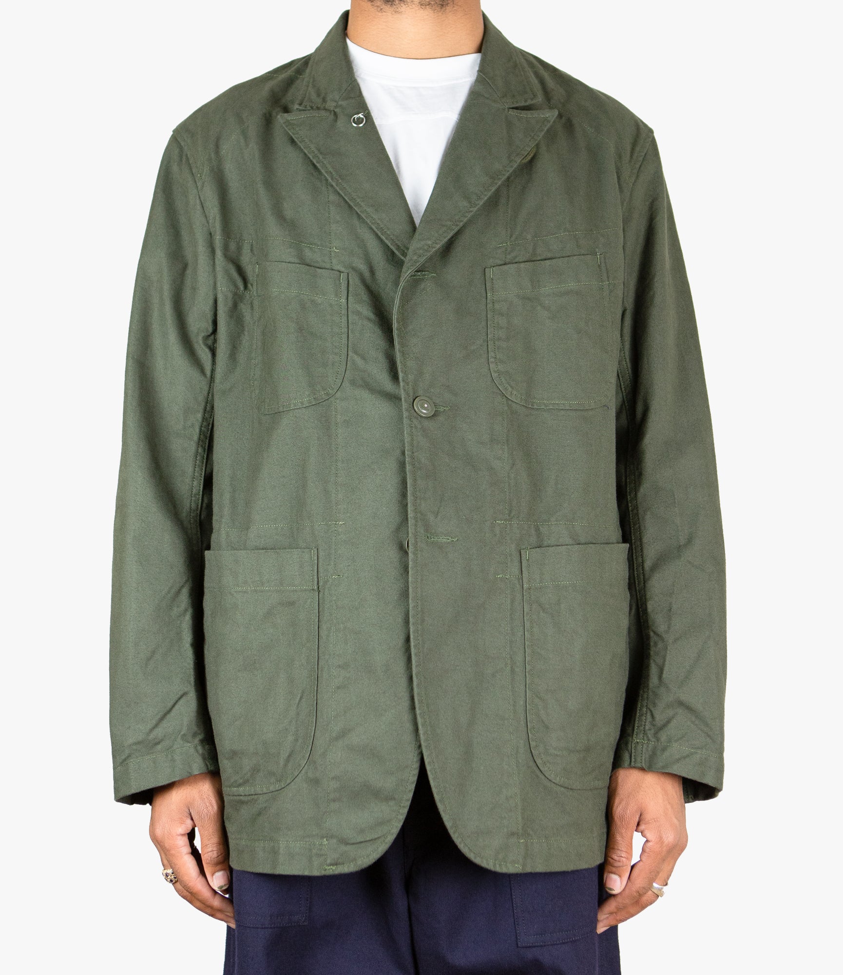 Bedford Jacket – Olive Cotton Brushed Herringbone