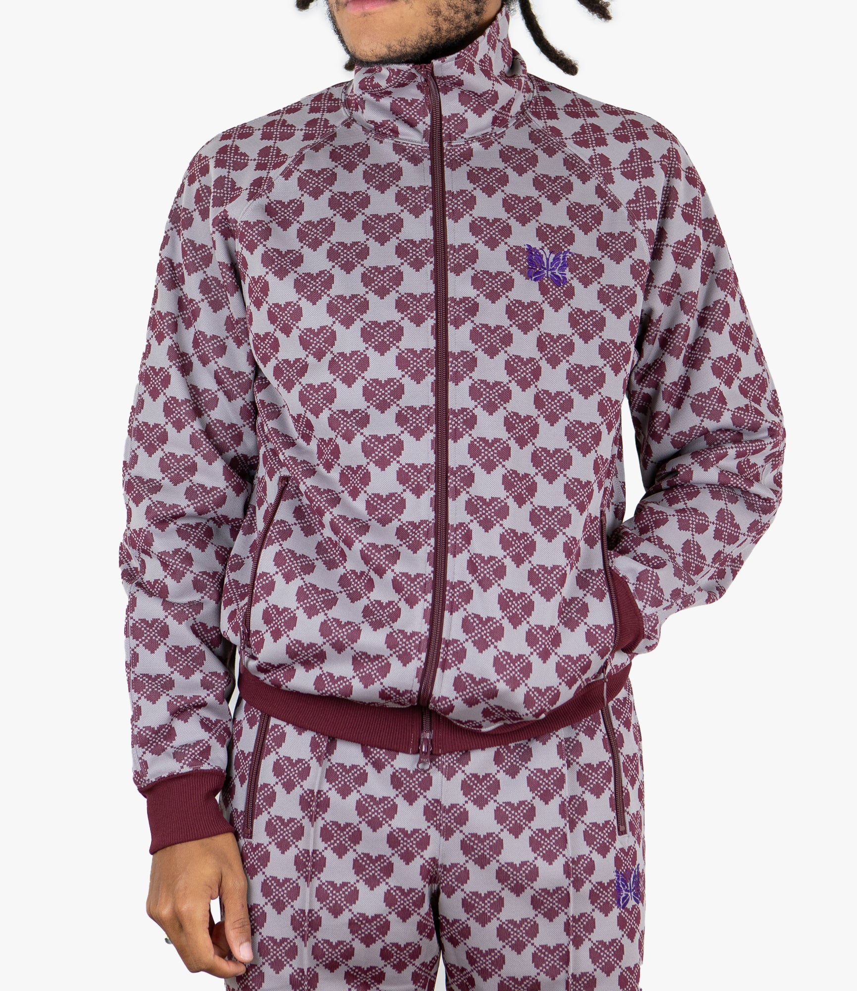 Track Jacket Heart Poly Jacquard Needles Nepenthes London